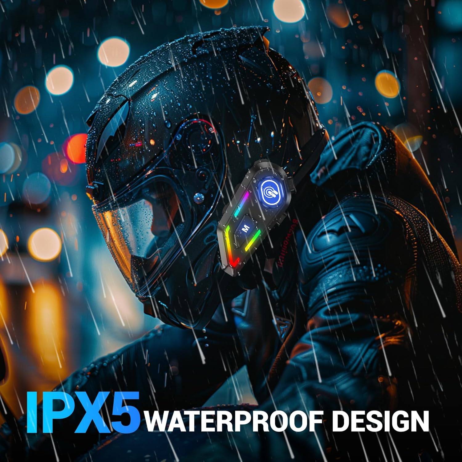 Bluetooth Helmet Headset – with RGB Lights | 40mm Hi-Fi Speakers