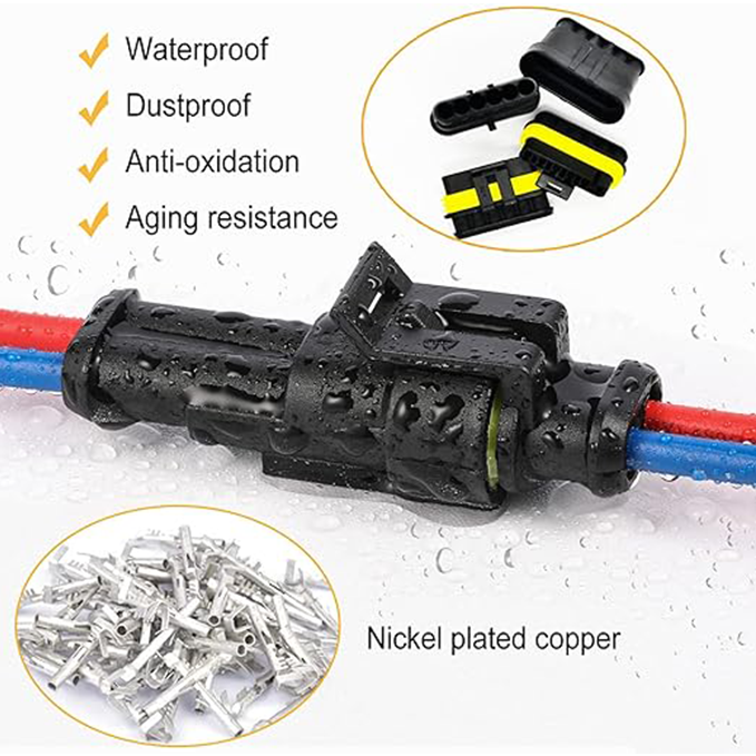 2-wire waterproof automotive electrical connector