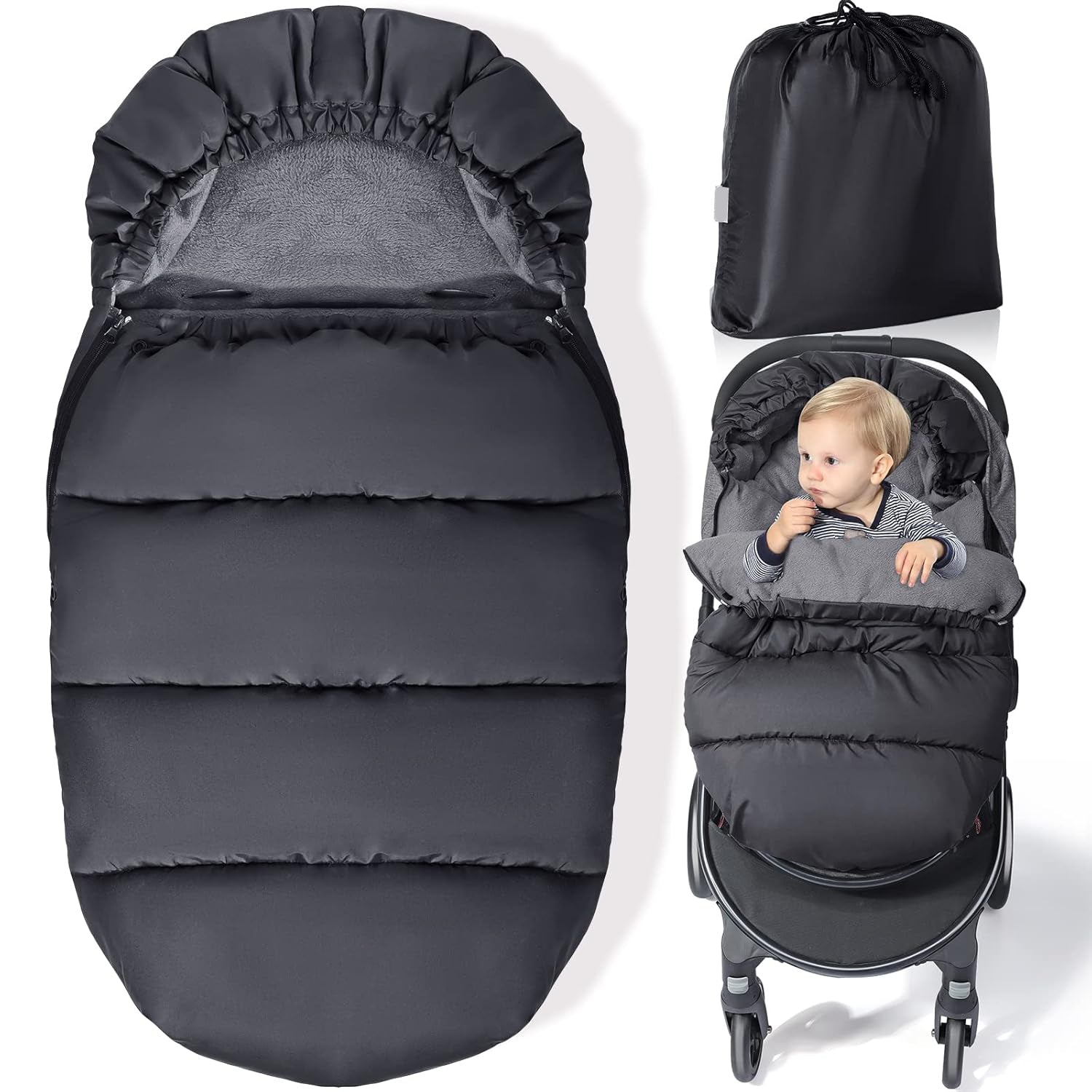 Winter Stroller Sleeping Bag – Waterproof & Windproof Fleece Footmuff