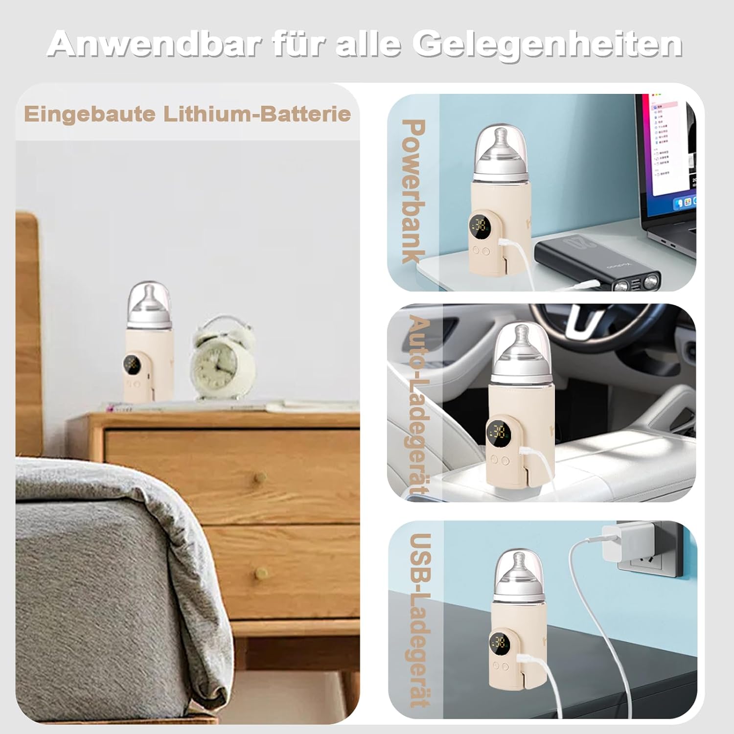 Portable baby bottle warmer with 6 adjustable temperature settings