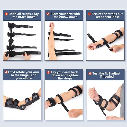 Hinged range of motion elbow brace