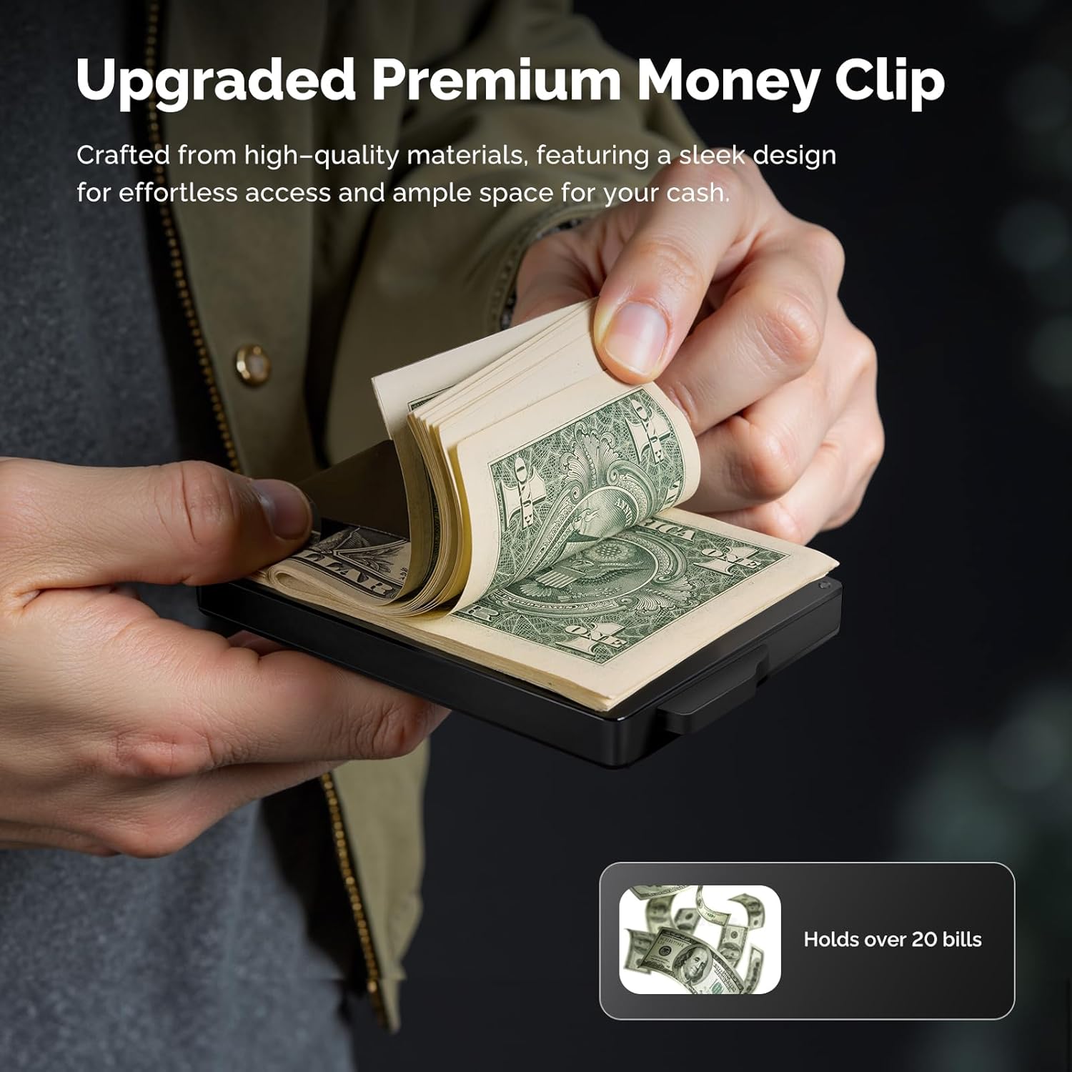 Men's wallet with coin holder and ID window - holds up to 20 cards