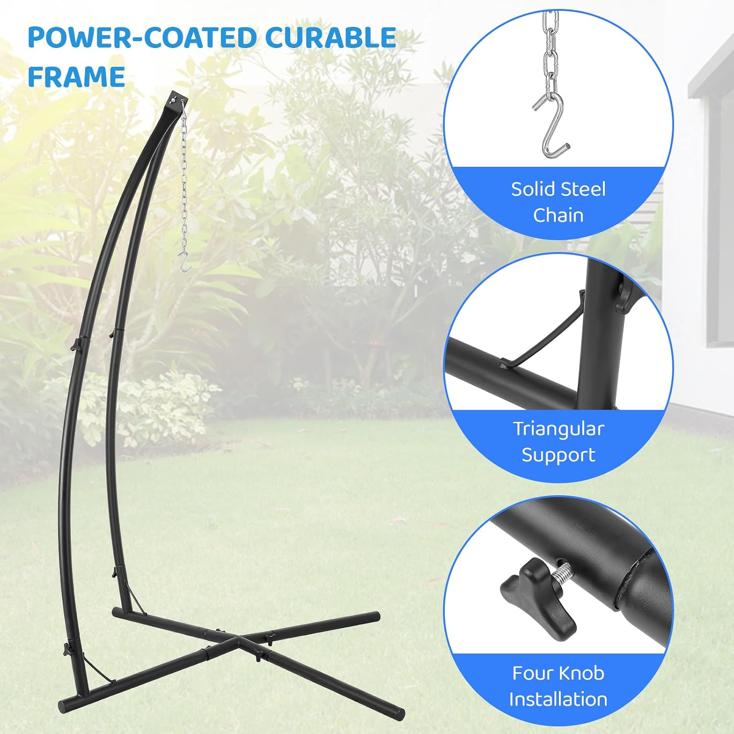 Freestanding Hanging Hammock Chair – 330 lb, LED Lights, Indoor/Outdoor