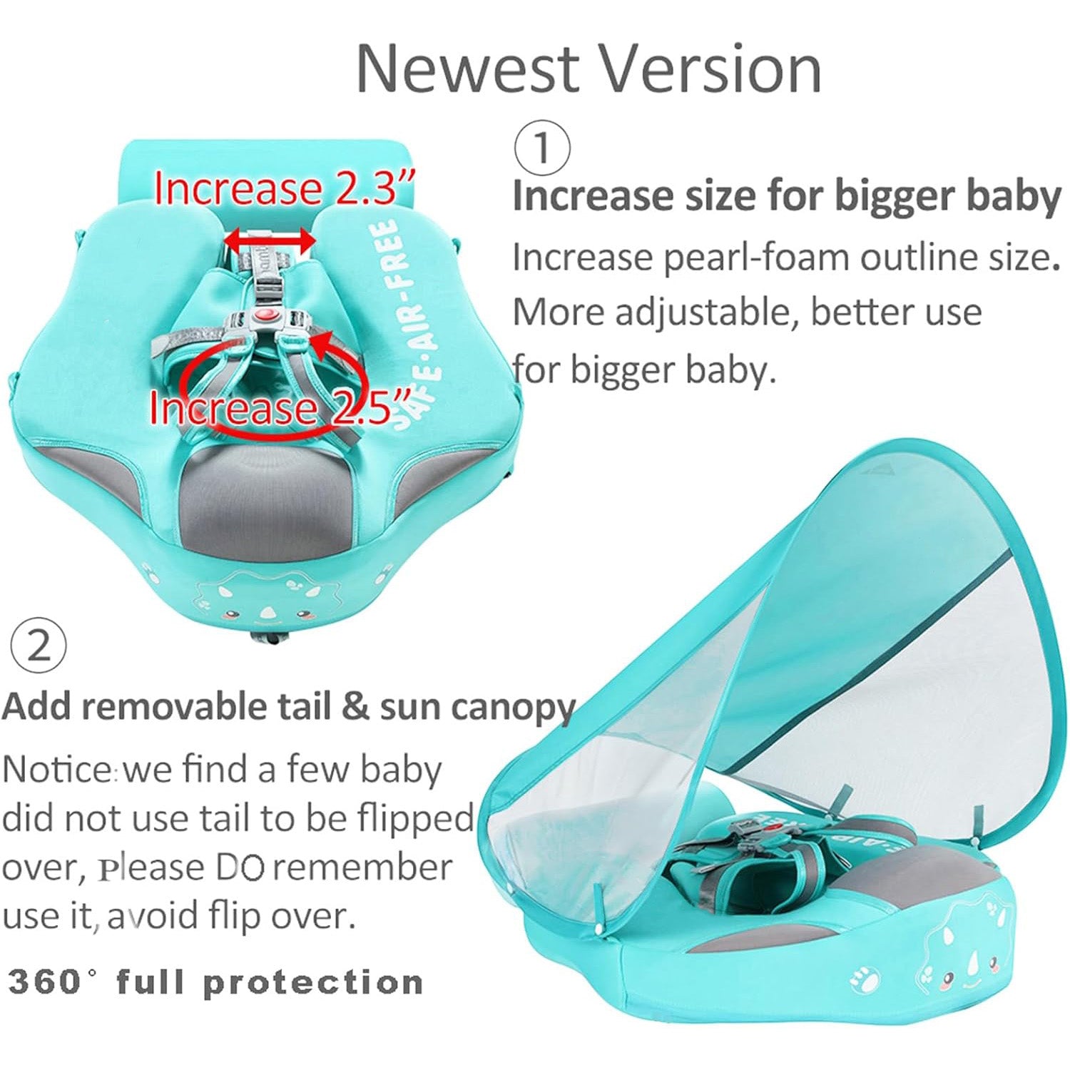 Non-Inflatable Baby Pool Float with Canopy