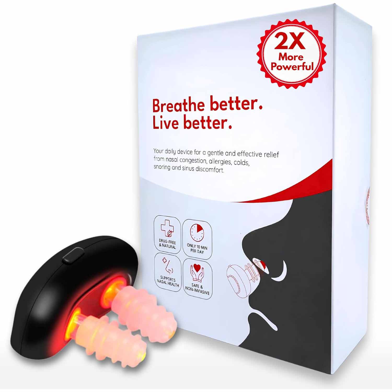 Red Light Nasal Therapy Device – USB Rechargeable, Non-Invasive Relief for Dryness