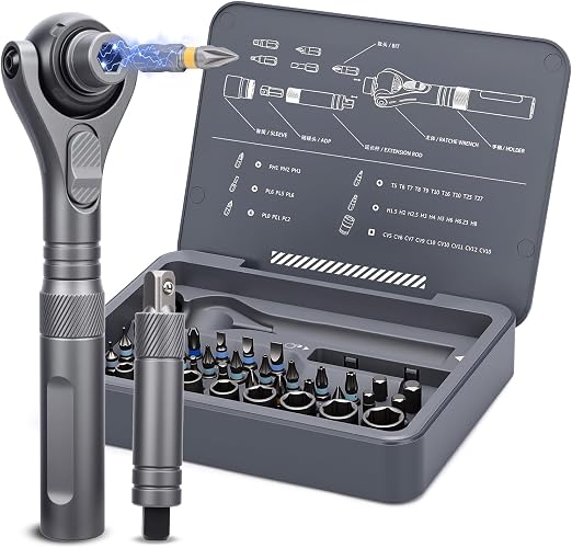 38-in-1 Magnetic Ratchet Screwdriver Set – 180° Adjustable Head with Portable Storage Case