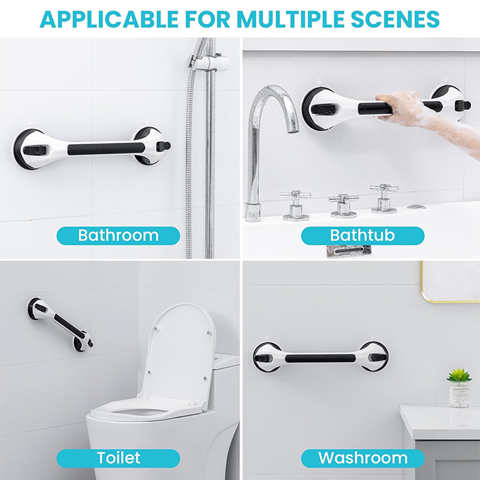 Detachable suction cup bathtub shower grab bar