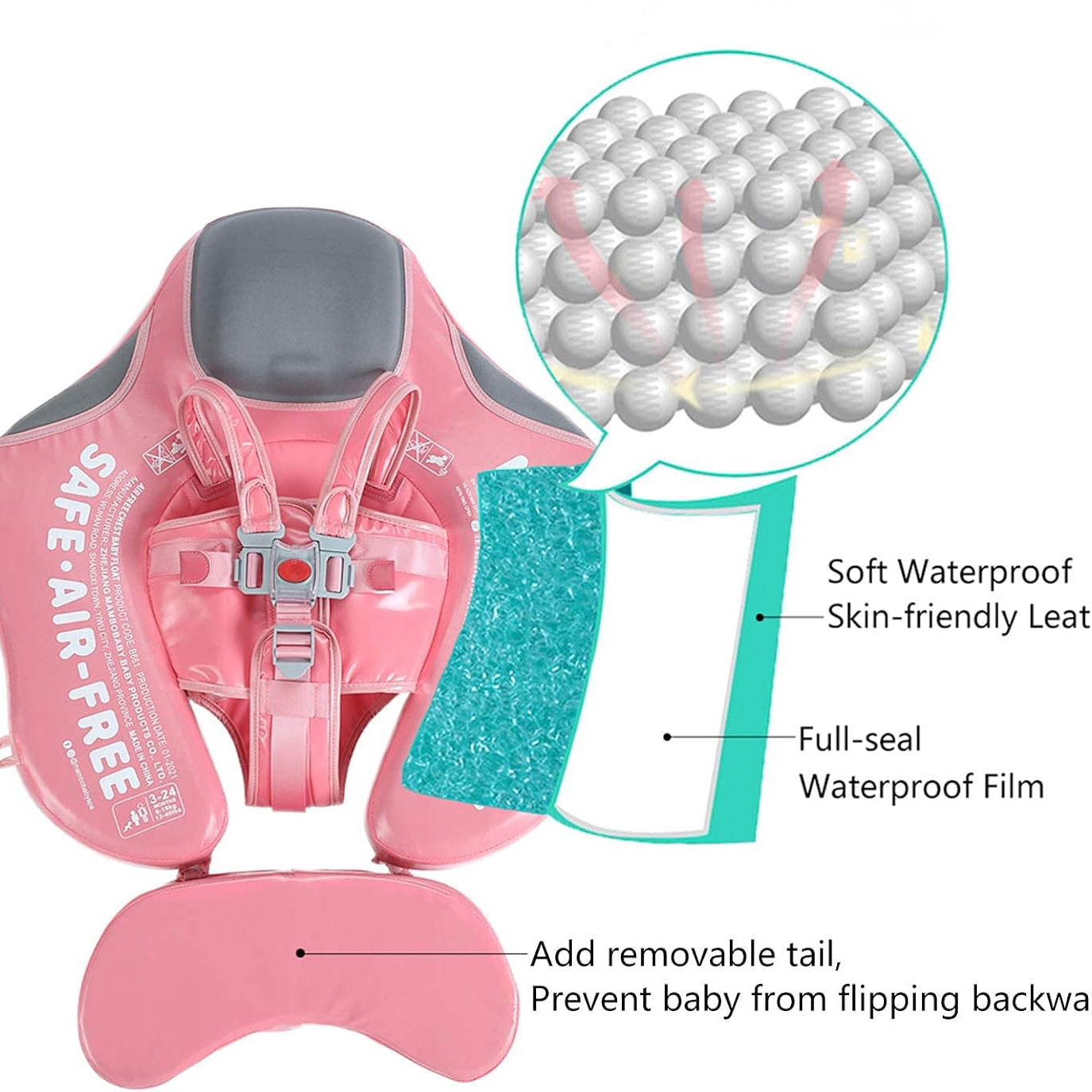 Baby Swim Ring with Tail & Canopy – Non-Inflatable Swim Trainer