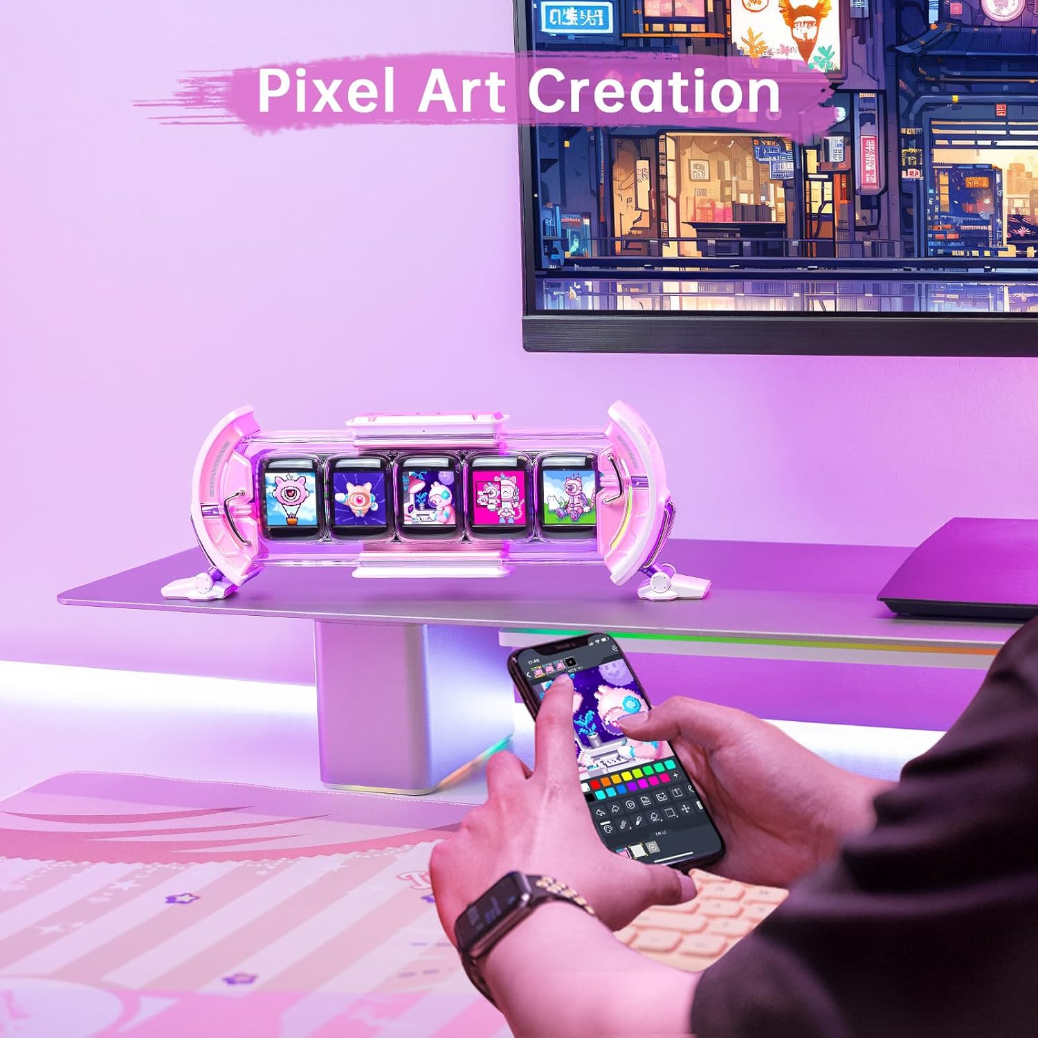 Cute Gaming Digital Clock – Smart App-Controlled Pixel Art Display