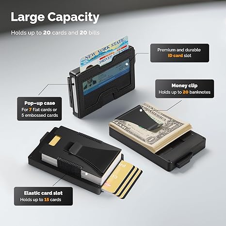 Men's wallet with coin holder and ID window - holds up to 20 cards