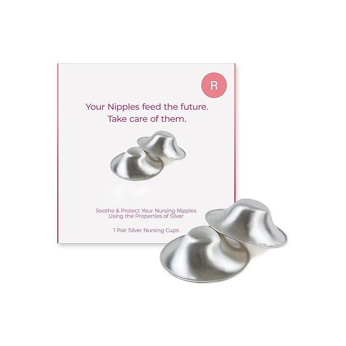 Original silver nursing cup with nipple shield