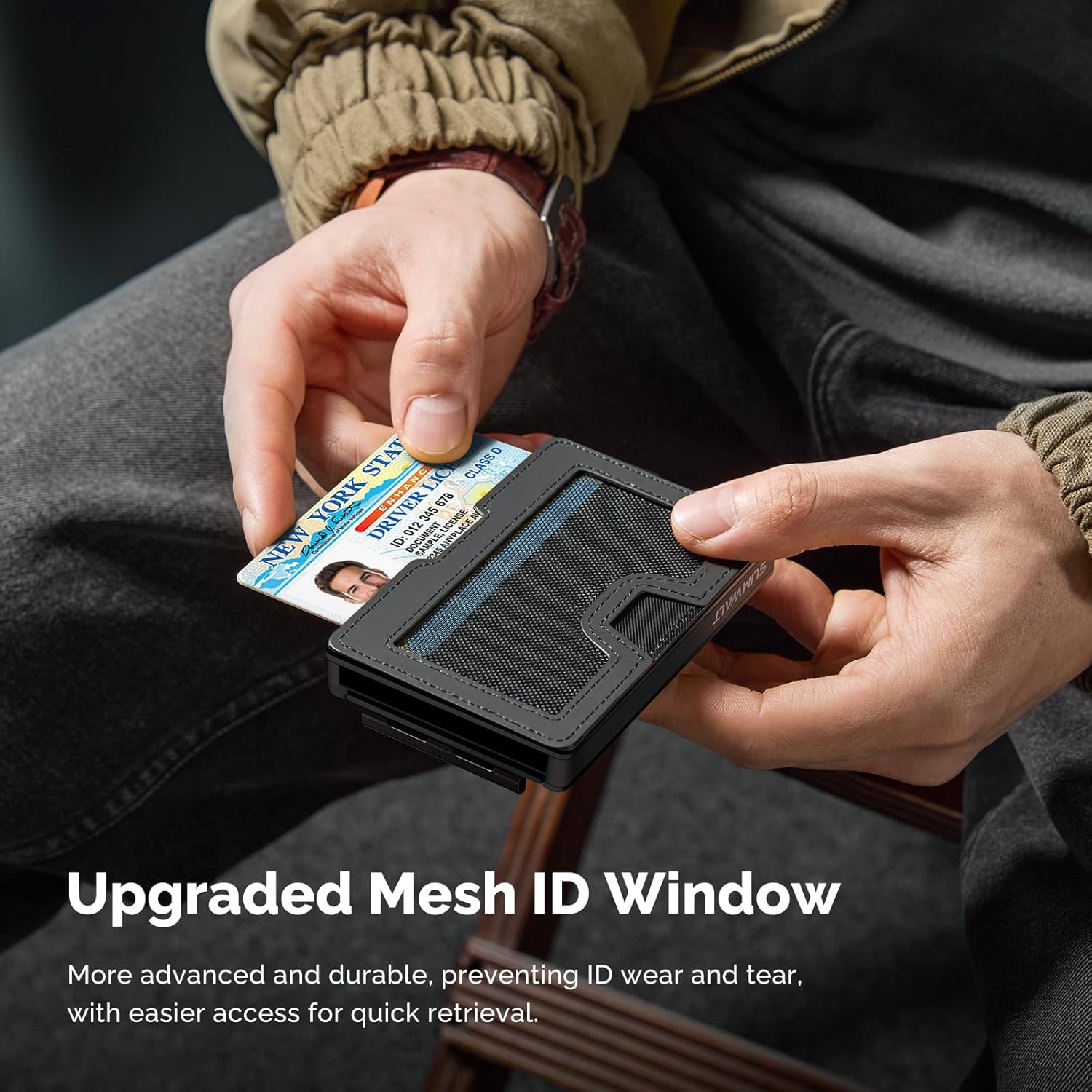 Men's wallet with coin holder and ID window - holds up to 20 cards