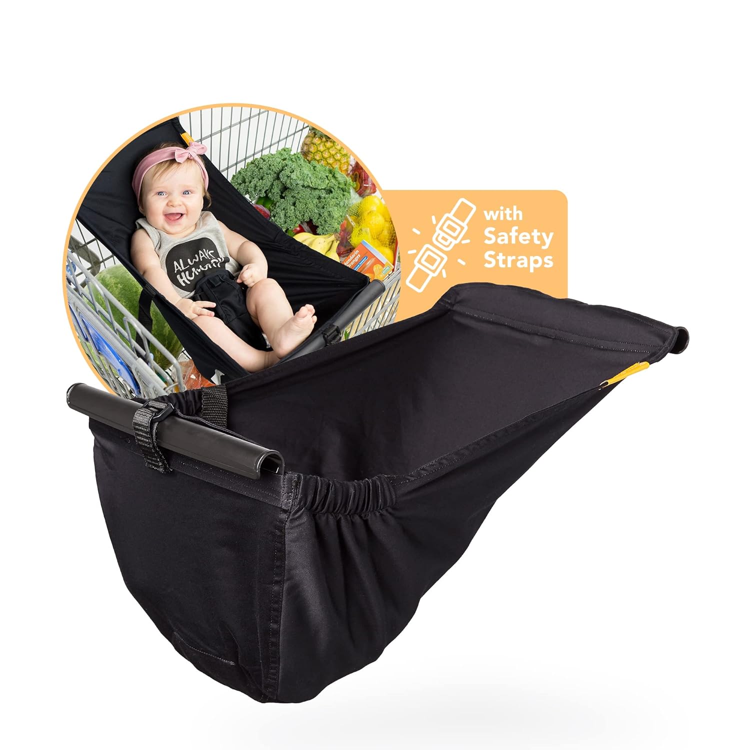 Baby Shopping Cart Hammock - Baby Seat for Shopping Carts, Securely Holds Car Seats, Fits Most 4-Wheeled Carts (20-24 Inches Wide)
