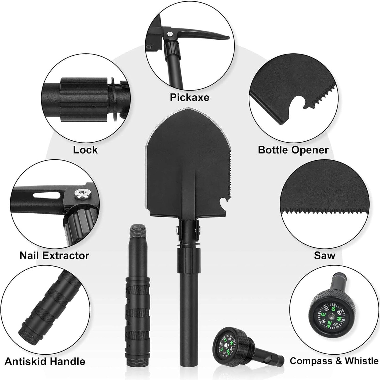 Camping Shovel – Foldable Multipurpose Tool with Pickaxe