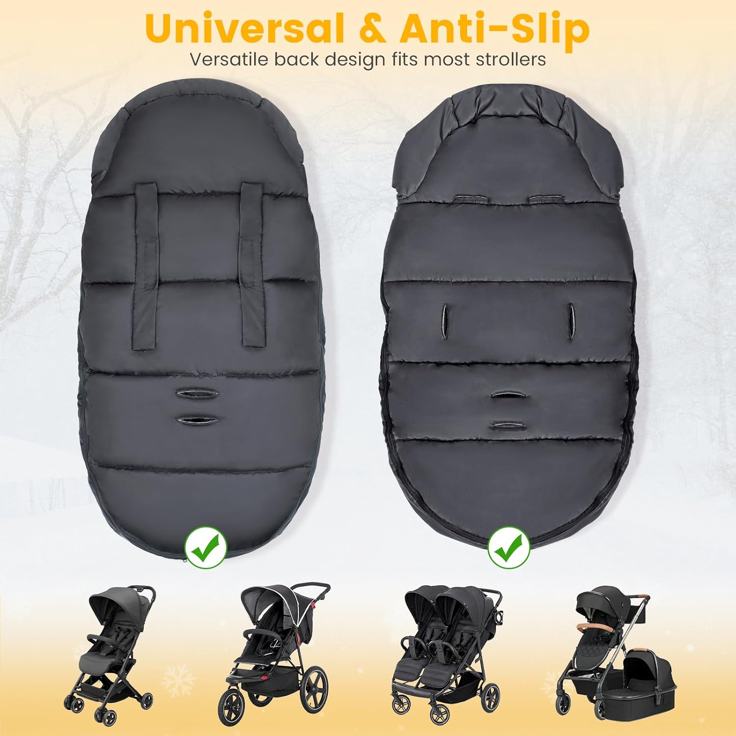 Winter Stroller Sleeping Bag – Waterproof & Windproof Fleece Footmuff