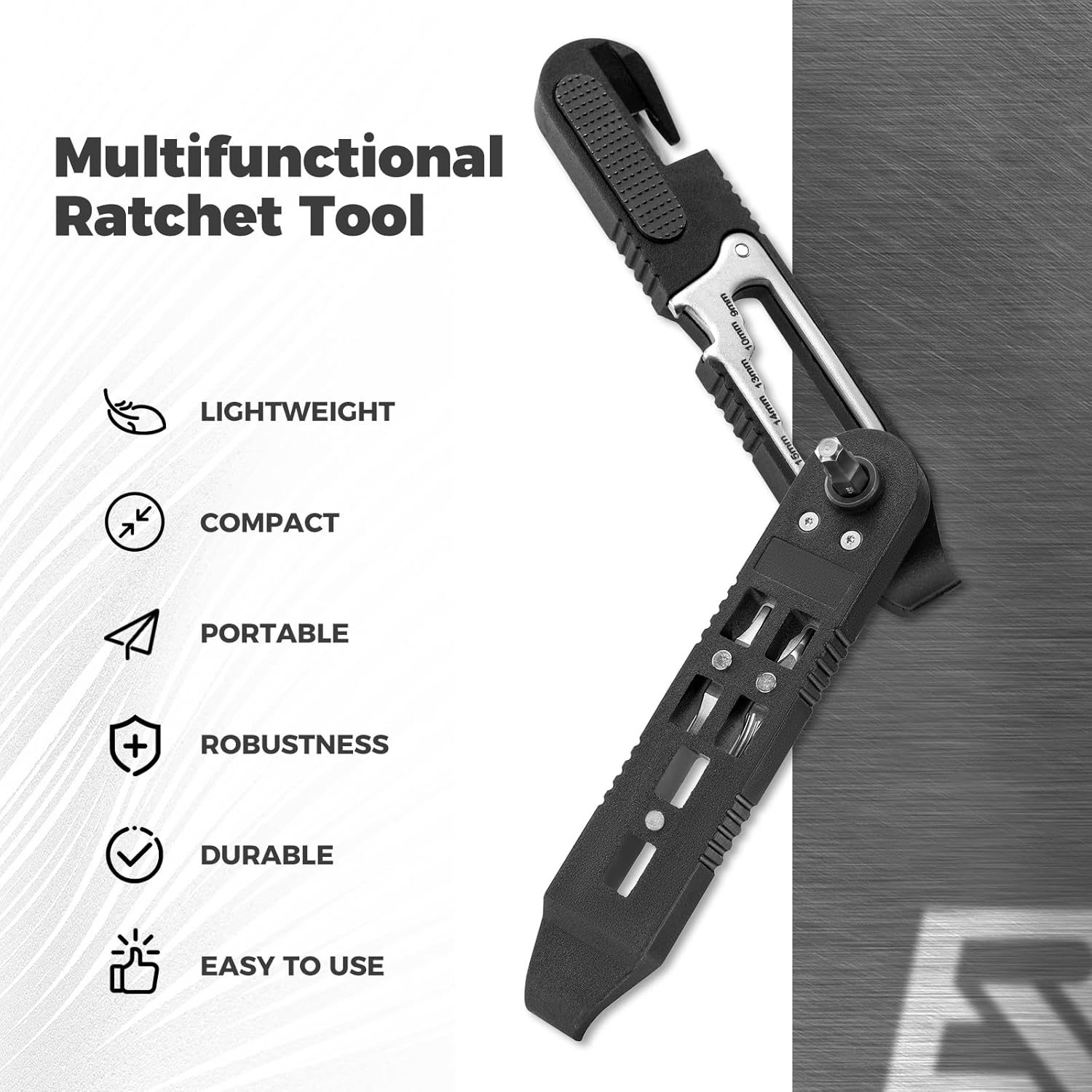 16-in-1 Mini Bike Tool Kit with Tire Lever and Ratchet Wrench, Includes 9/10/13/14/15mm Spanners