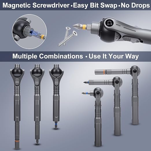 38-in-1 Magnetic Ratchet Screwdriver Set – 180° Adjustable Head with Portable Storage Case