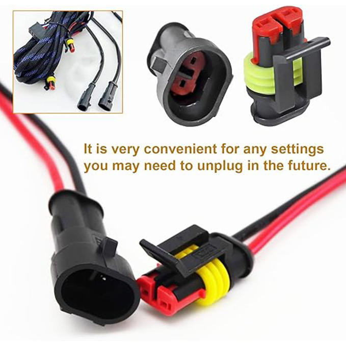2-wire waterproof automotive electrical connector