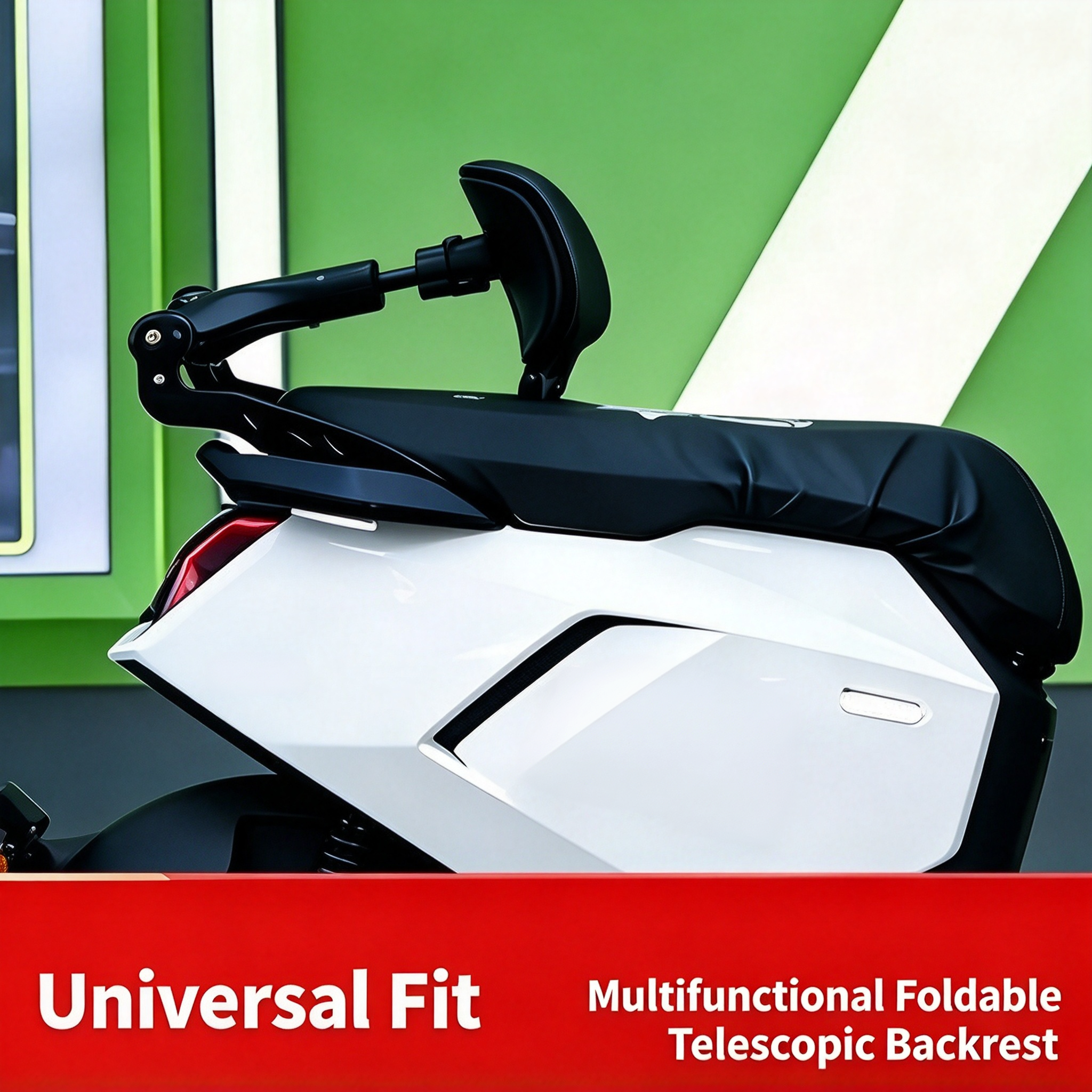 Foldable Adjustable Scooter Backrest – Ergonomic Lumbar Support, Aluminum Alloy Frame 