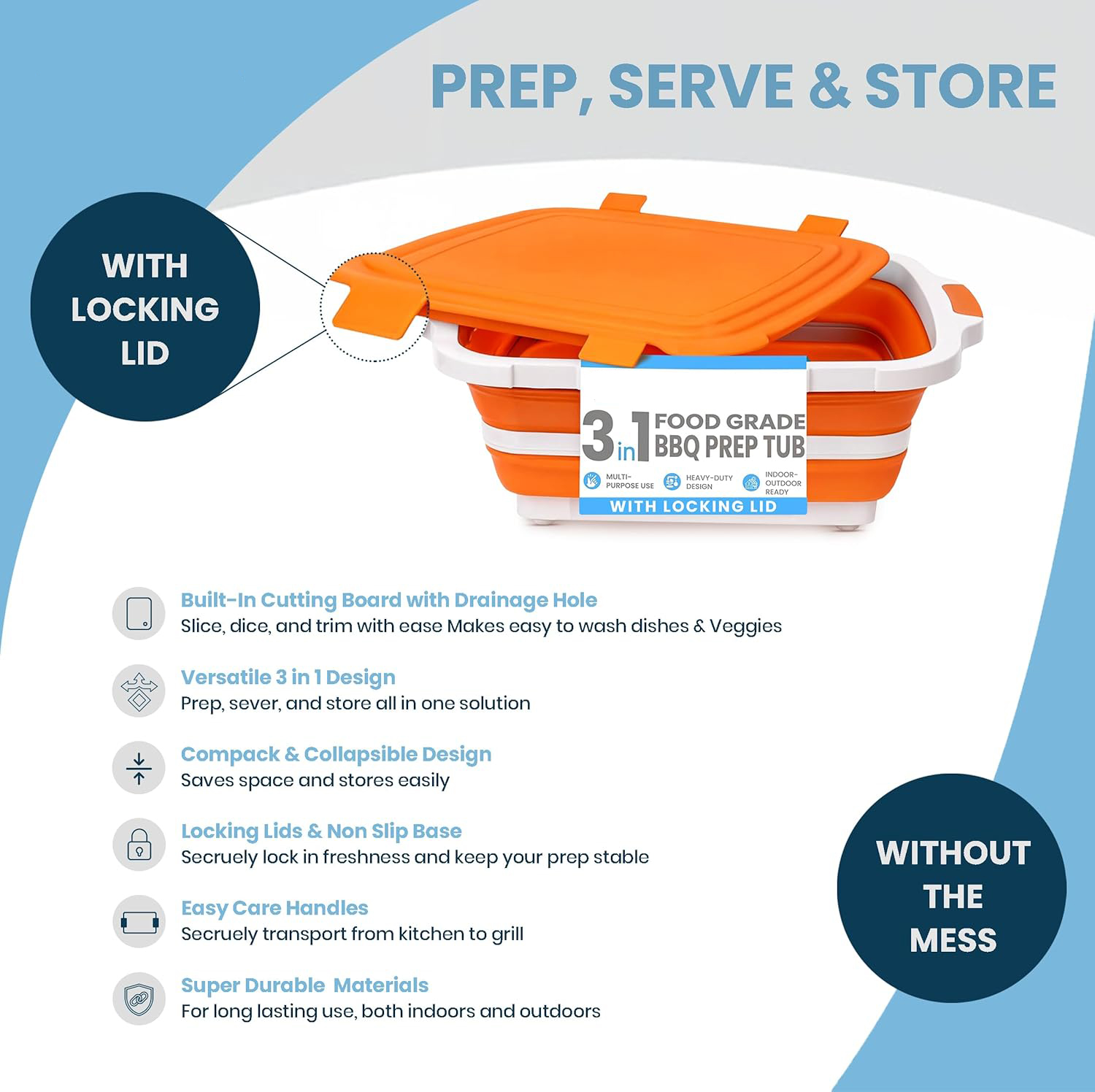 Collapsible Prep Tub With Cutting Board – The Space-Saving Kitchen & Outdoor Essential