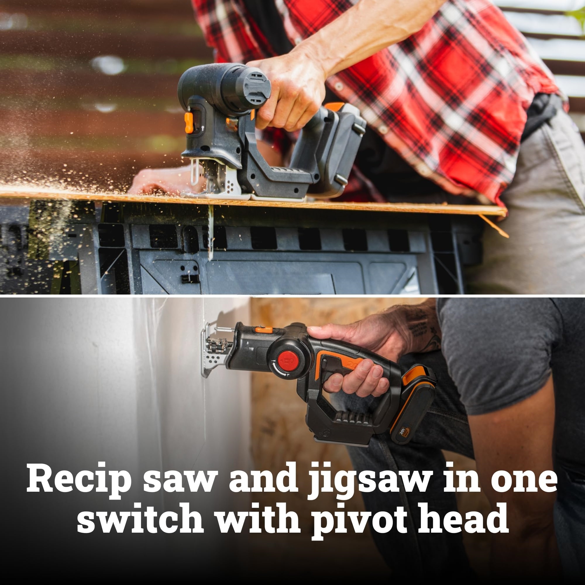 Cordless 2-in-1 Saw – Converts from Jigsaw to Reciprocating in Seconds