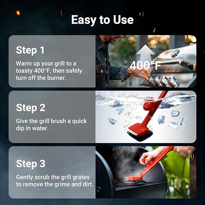 Bristle-free BBQ grill brush - Steel wire-free safe steam cleaner