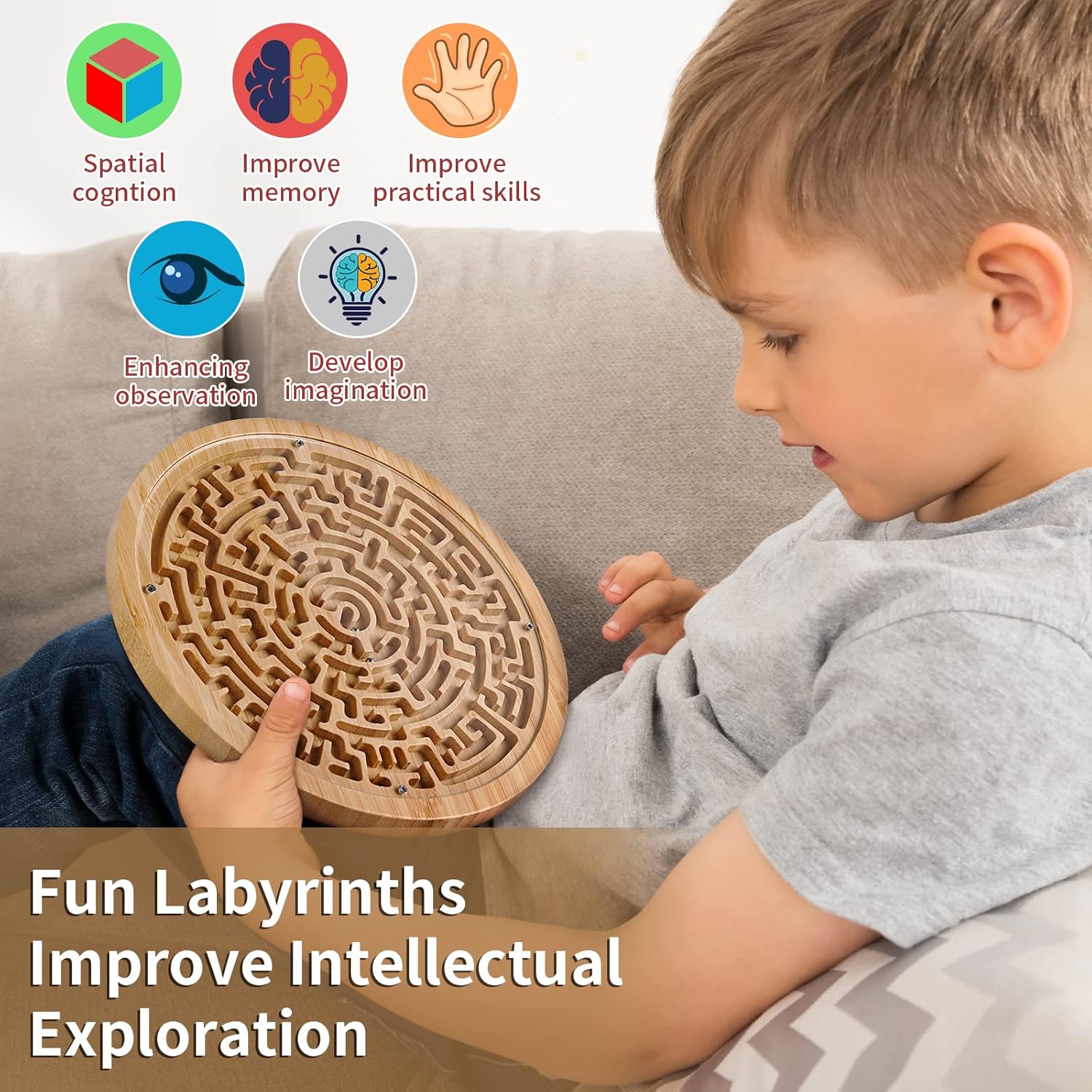 Wooden Labyrinth Puzzle Game – Classic Brain Teaser Toy for Focus & Family Fun