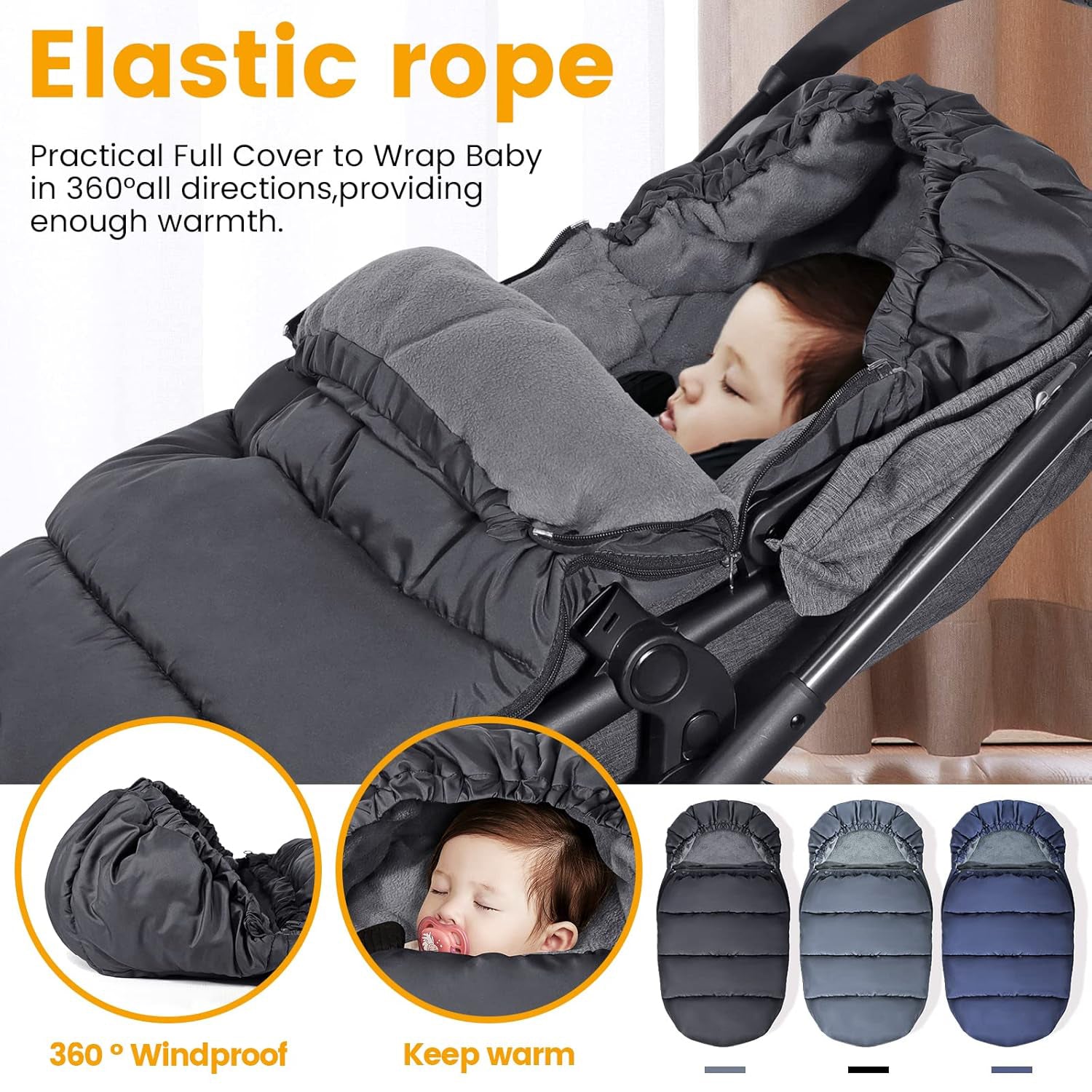 Winter Stroller Sleeping Bag – Waterproof & Windproof Fleece Footmuff