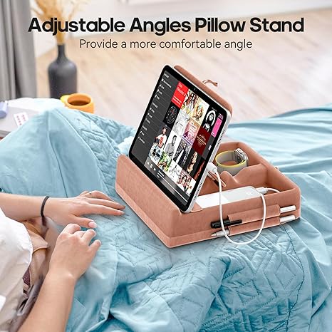 Tablet pillow-shaped stand with storage function