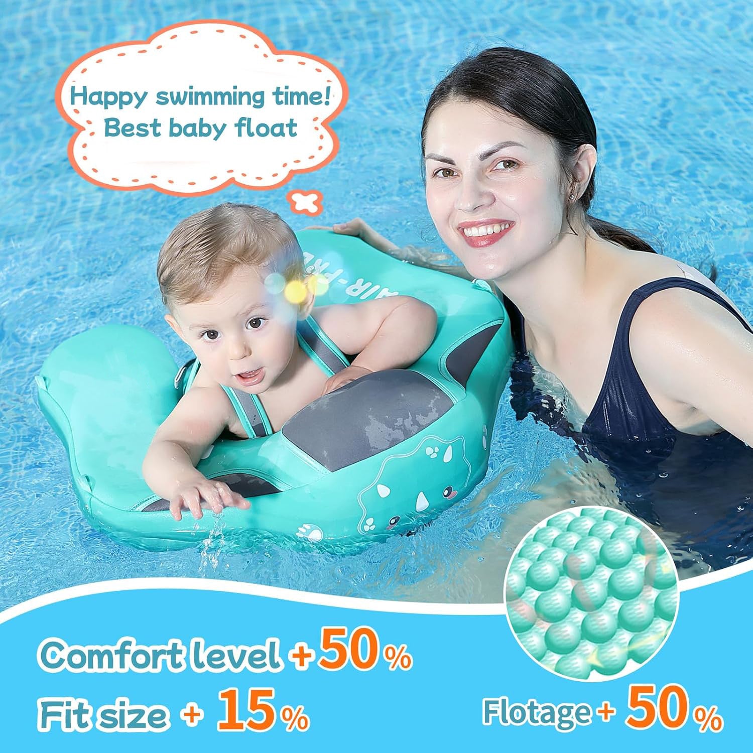 Non-Inflatable Baby Pool Float with Canopy