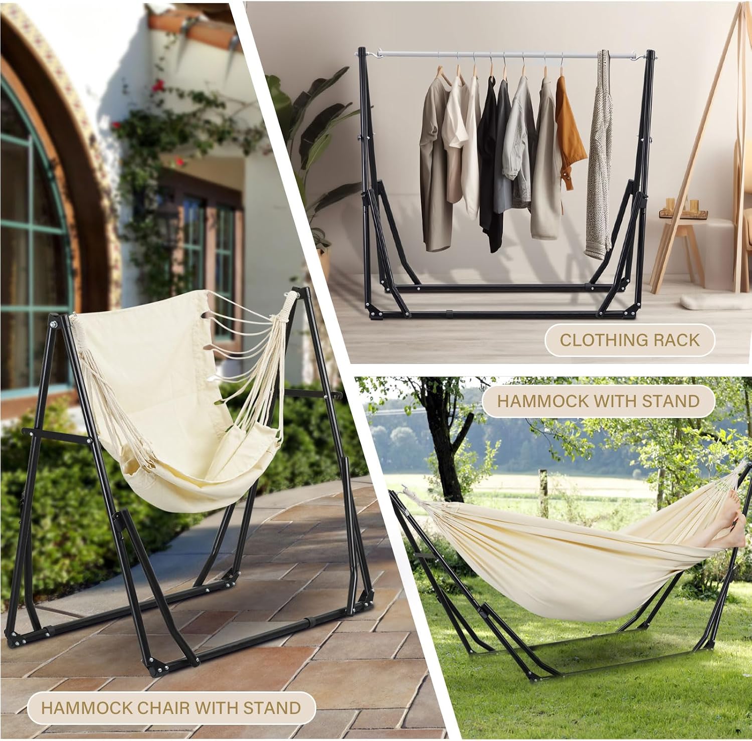2-in-1 Hammock & Swing Chair – 550 lb Capacity, 3 Heights, Portable