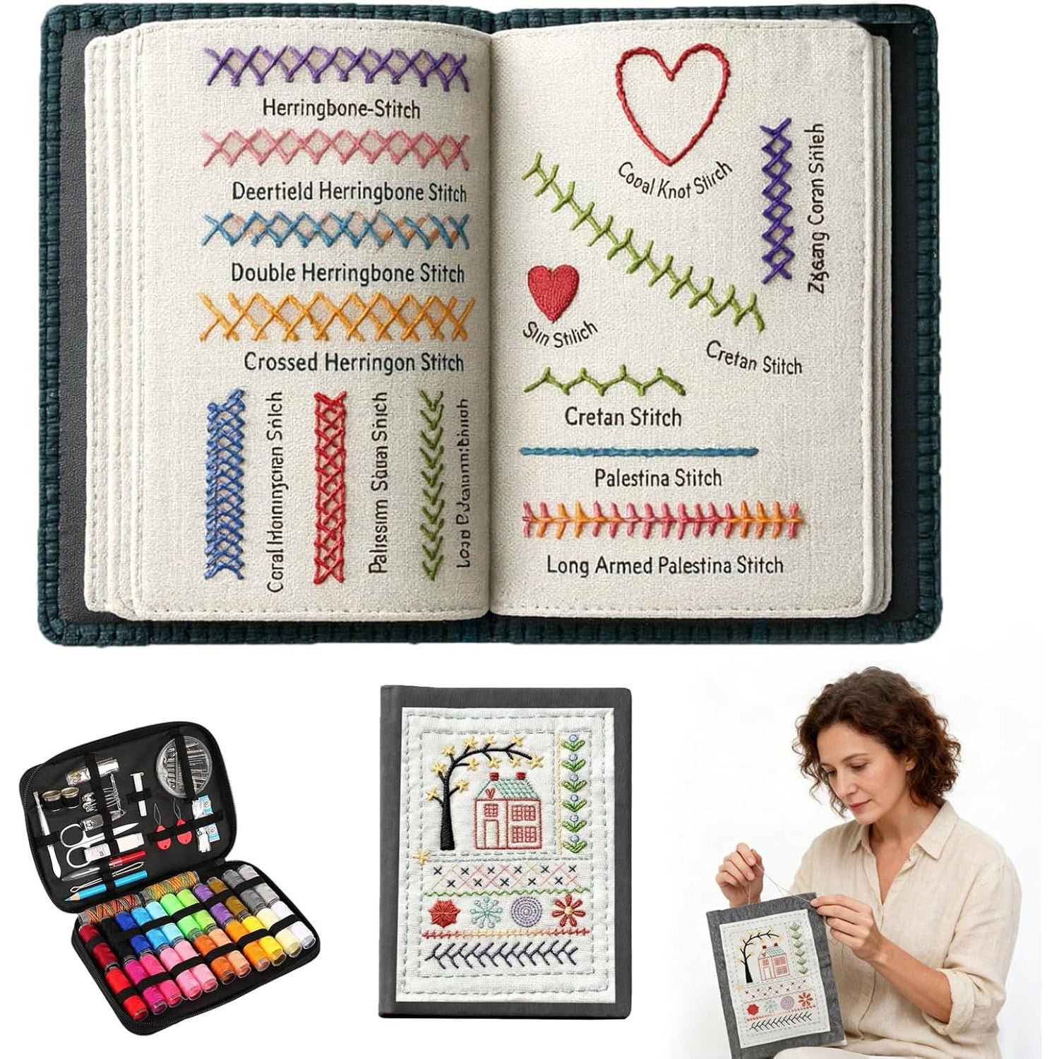 New Embroidery Stitching Book Set – DIY Handicraft Embroidery Kit with Learning Guide