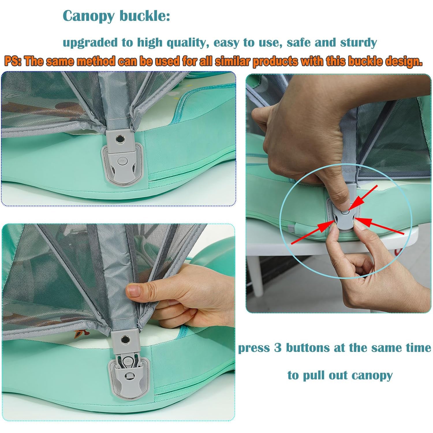 Non-Inflatable Baby Pool Float with Canopy