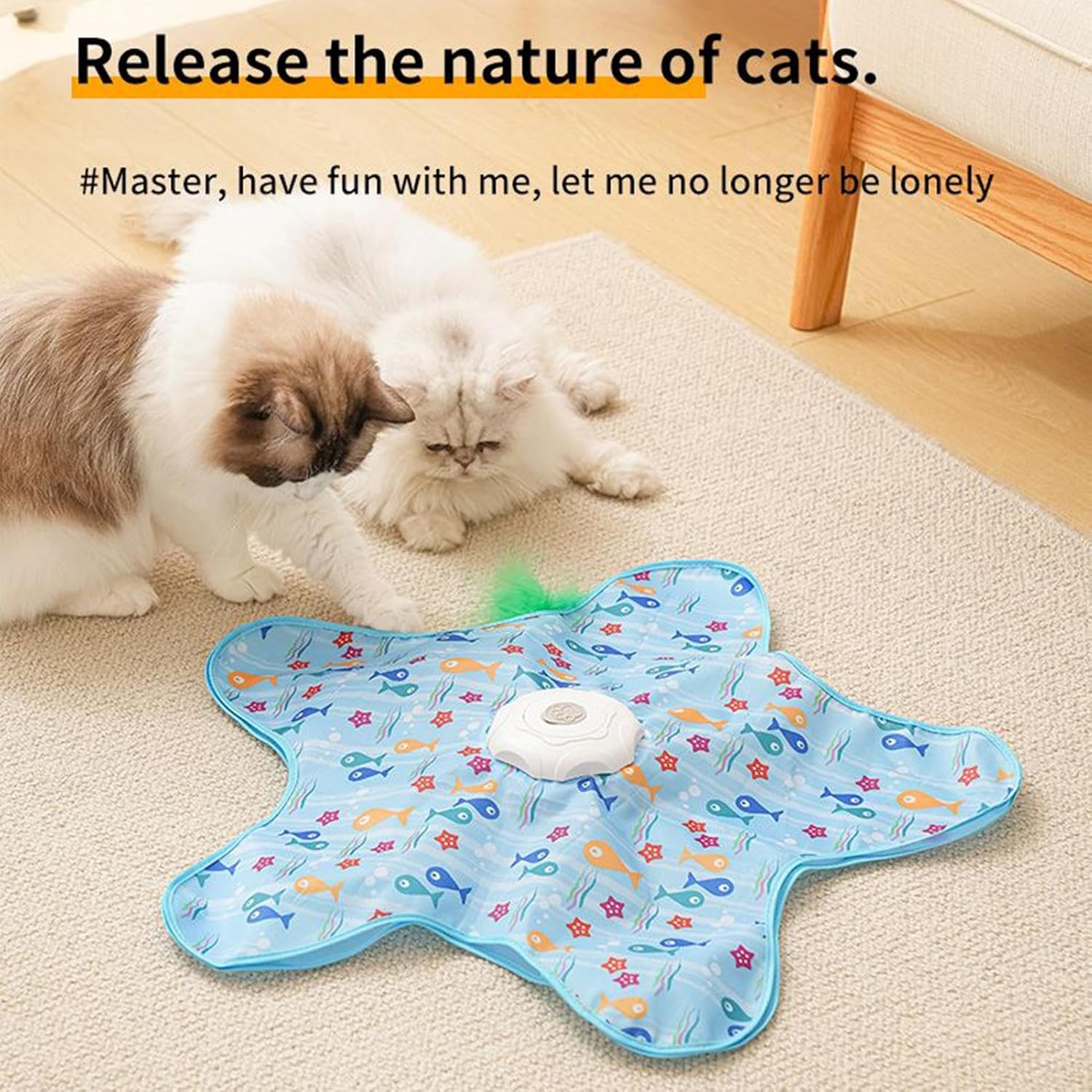 Interactive Cat Toy with Feather Motion, Random Movement Mode, and Non-Slip Base