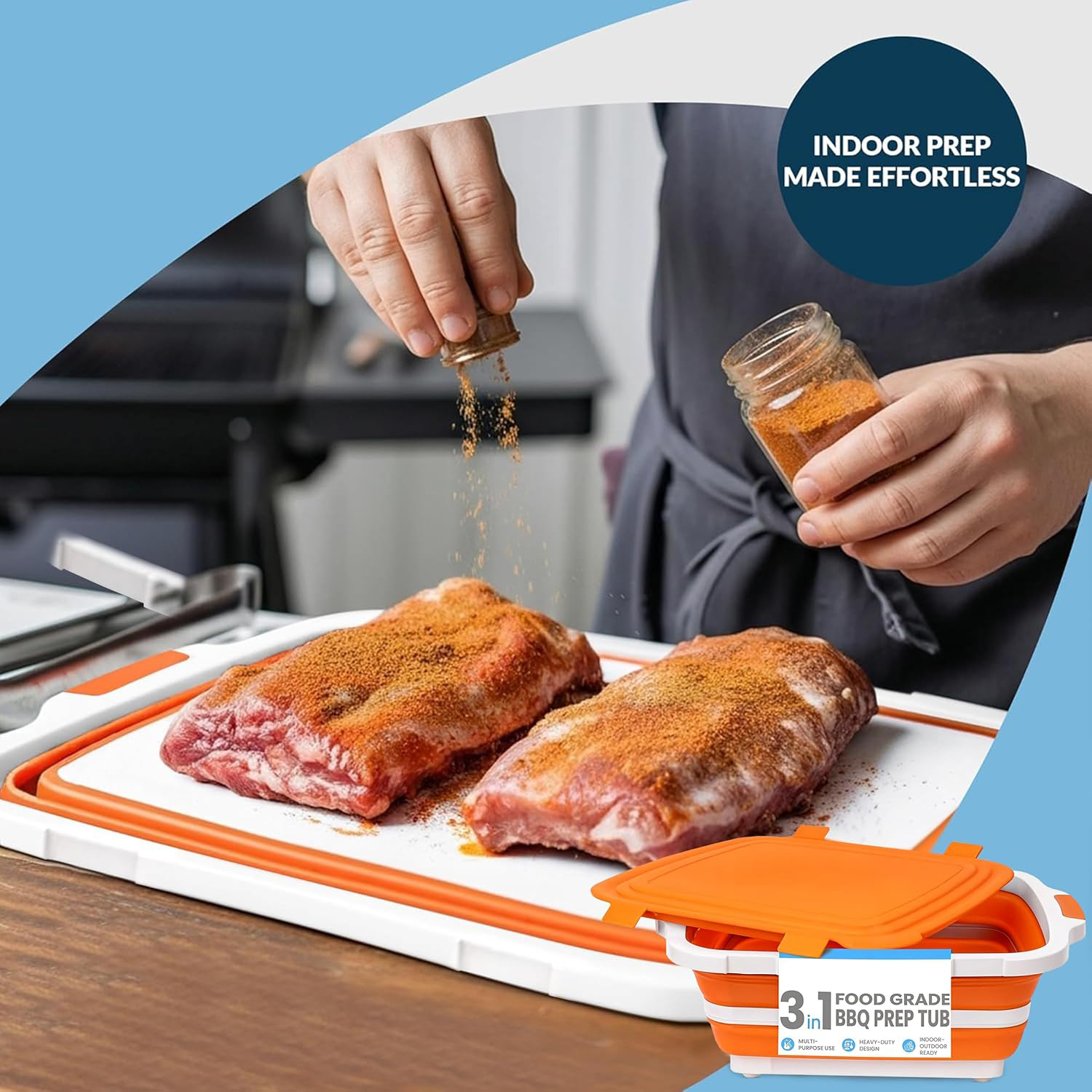 Collapsible Prep Tub With Cutting Board – The Space-Saving Kitchen & Outdoor Essential