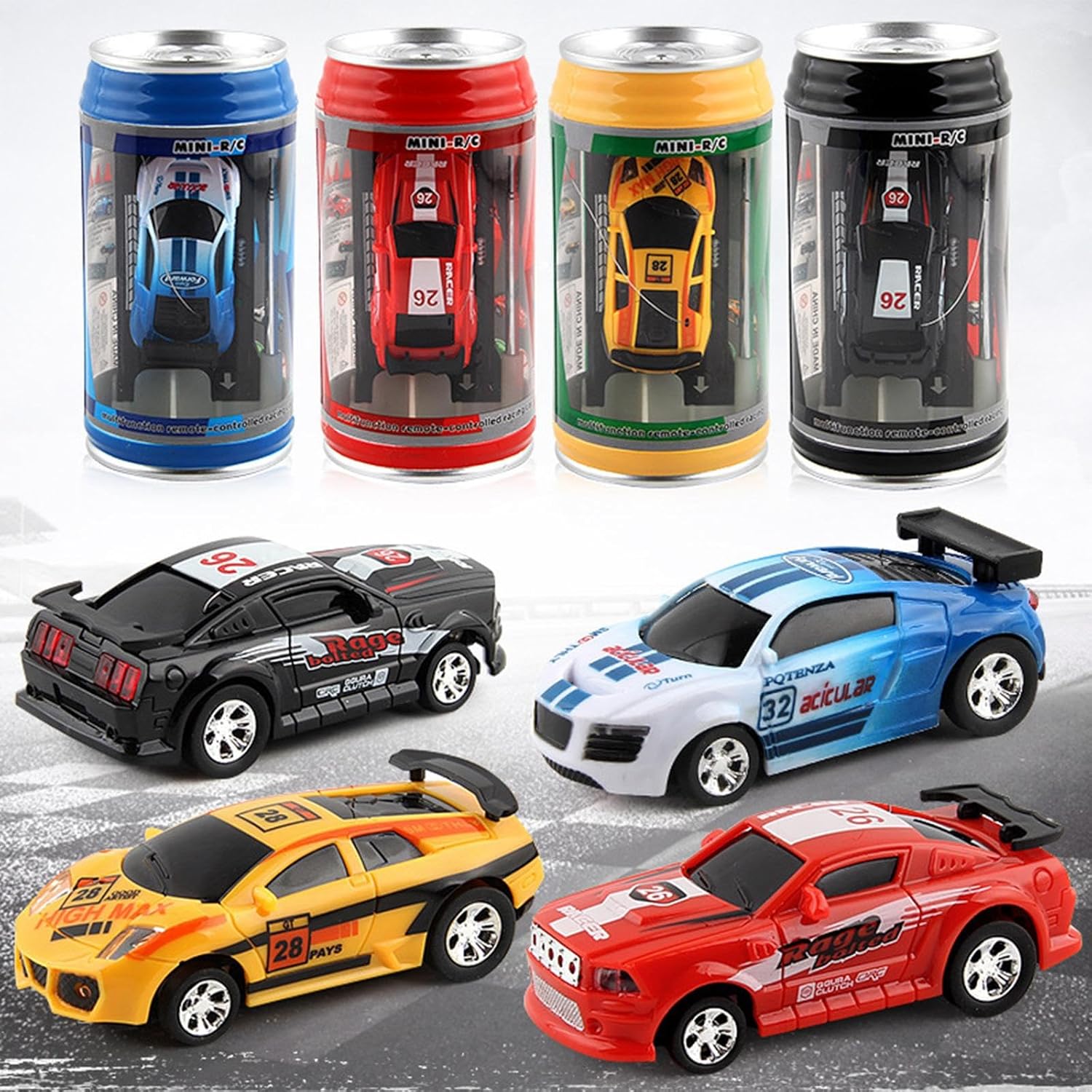 Mini Remote Control Car in Soda Can – LED Lights and 2.4G Interference-Free Racing Fun