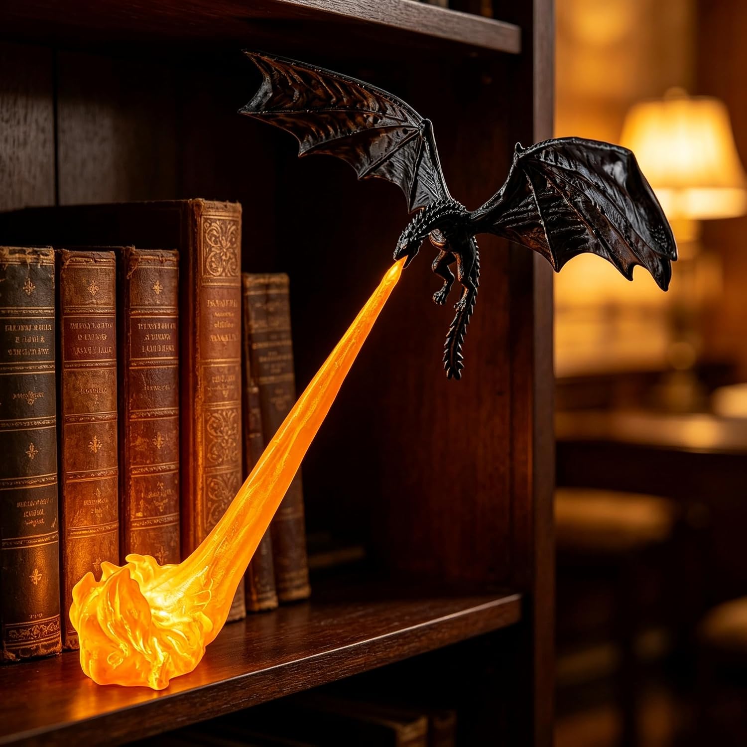 Fire-Breathing Dragon Bookshelf Light (2-Pack) — Fire-Breathing Glow Lamp