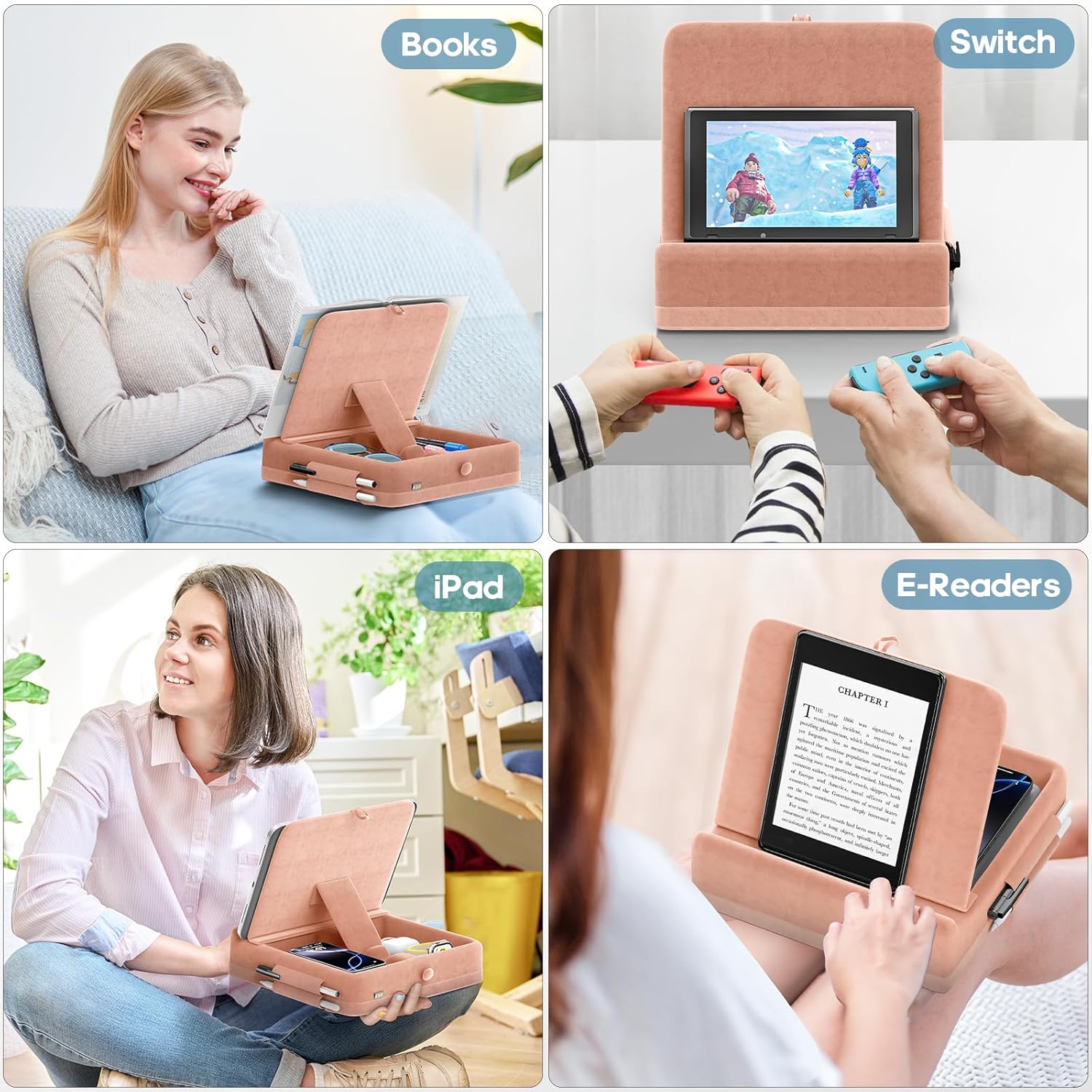 Tablet pillow-shaped stand with storage function