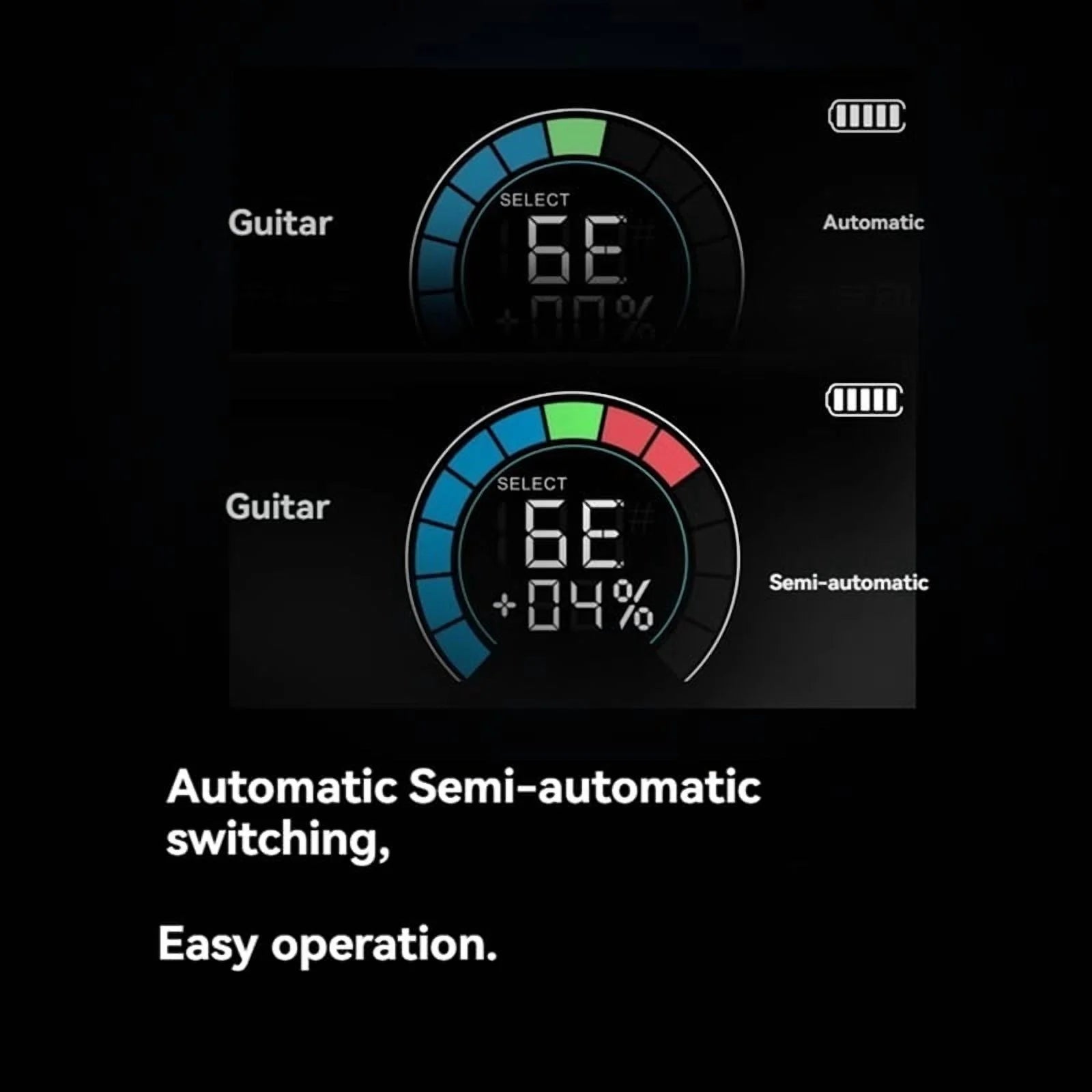 Smart Automatic Guitar Tuner – Full-color LCD Screen, Metronome & String Winder