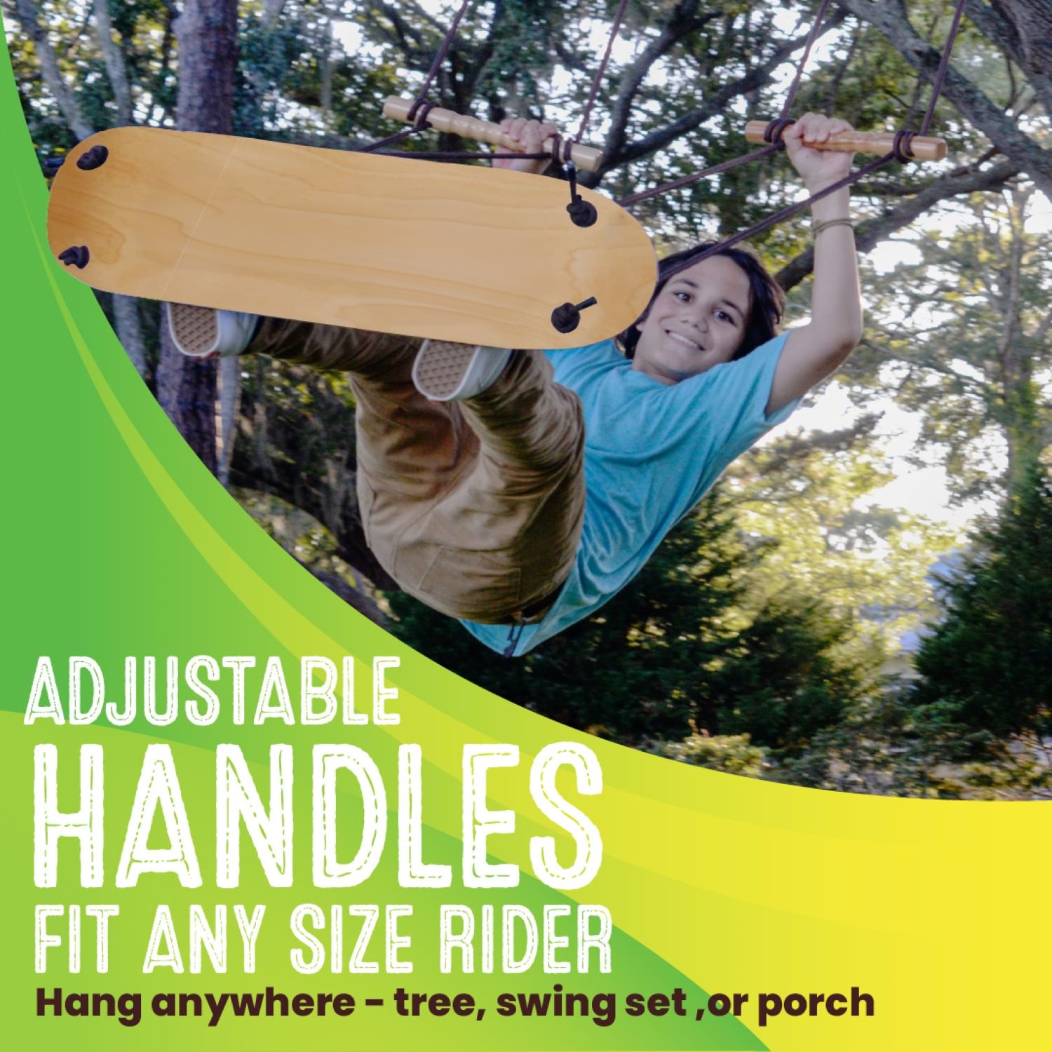Stand-Up Skateboard Swing – 31" Maple Deck, 200 lbs Capacity, Ages 6+