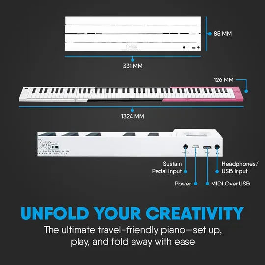 Carry-On Portable Folding Digital Piano – 88 Keys with Rechargeable Battery