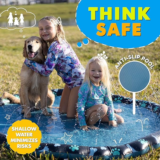 Splash Sprinkler Mat – Outdoor Water Play Pad for Kids & Dogs Summer Fun
