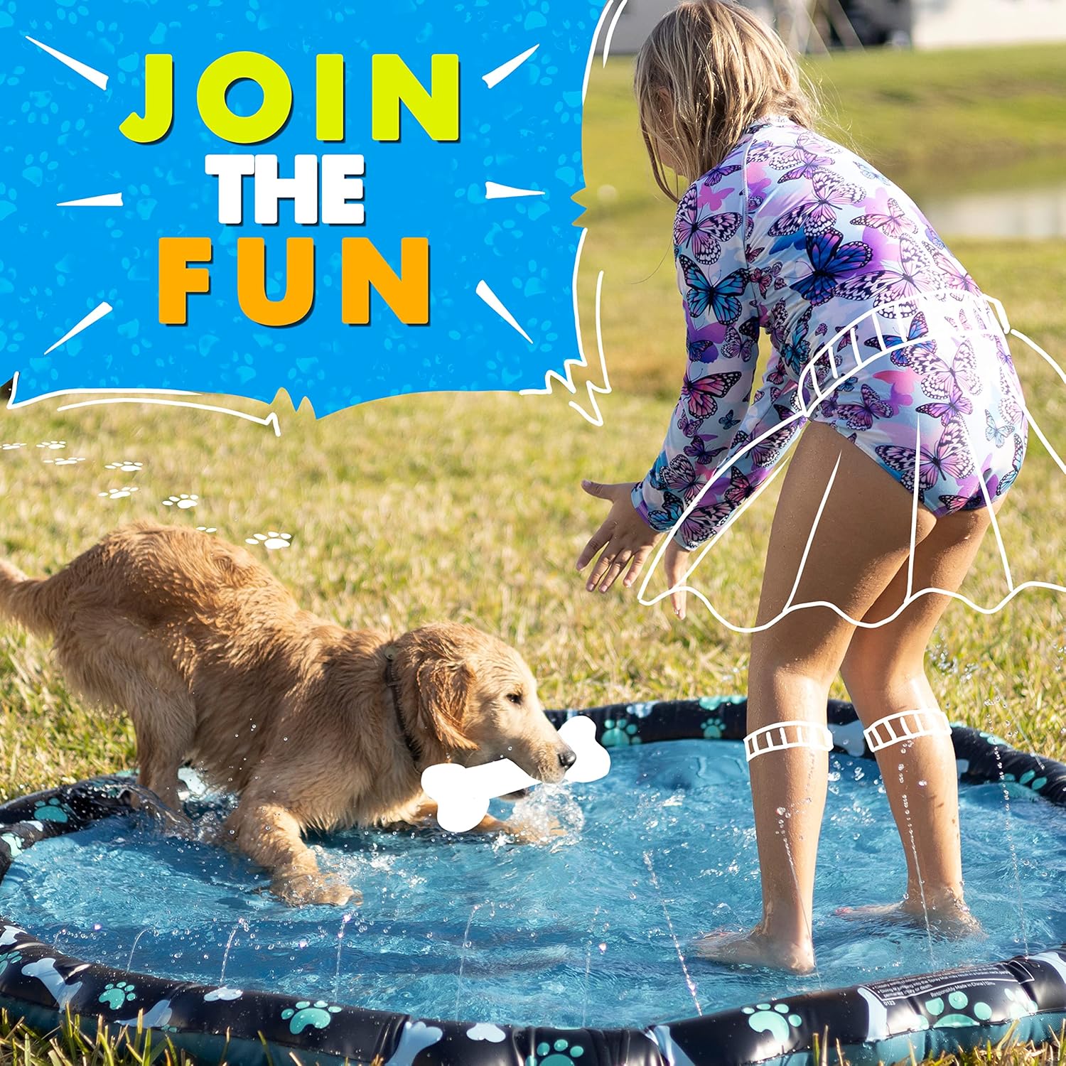Splash Sprinkler Mat – Outdoor Water Play Pad for Kids & Dogs Summer Fun