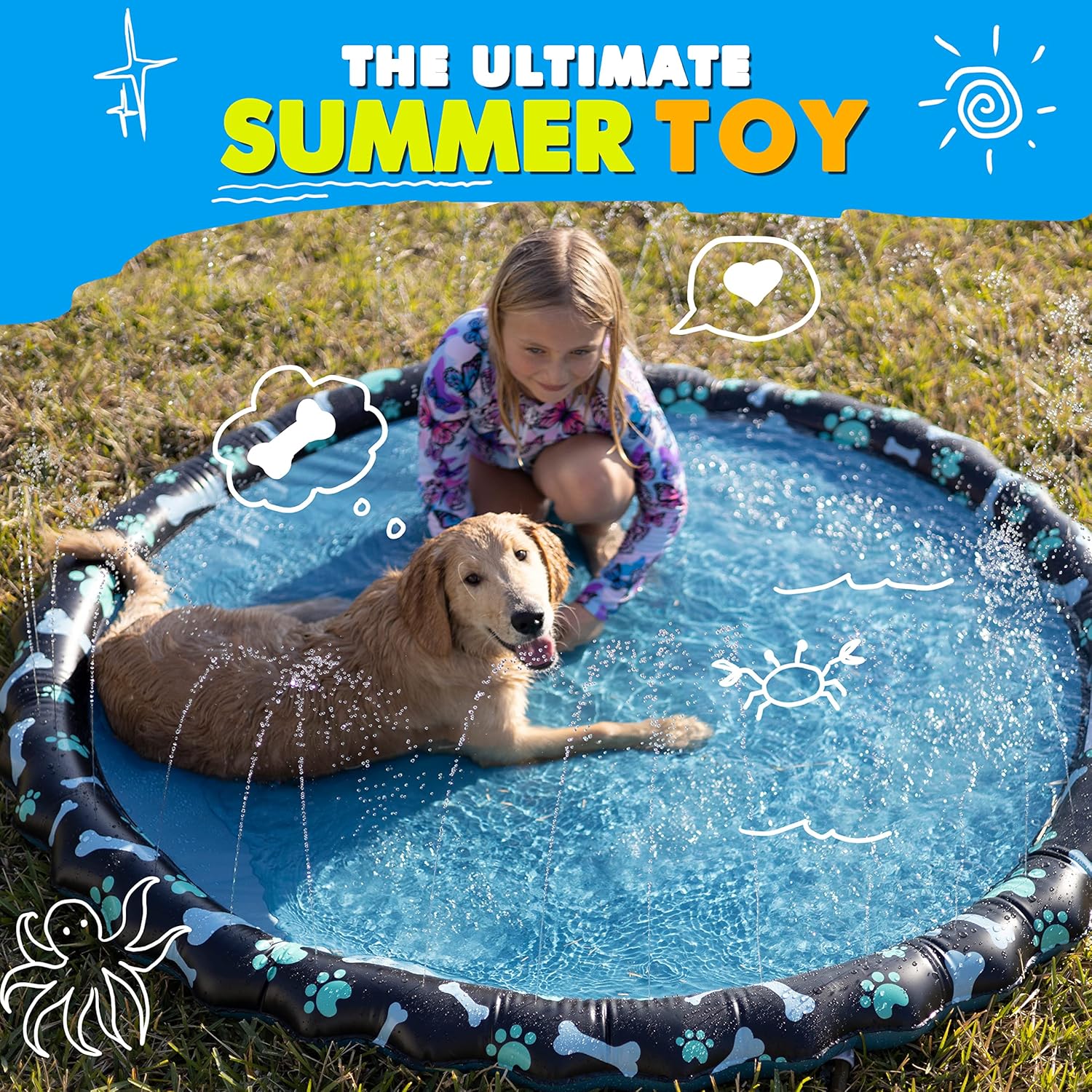 Splash Sprinkler Mat – Outdoor Water Play Pad for Kids & Dogs Summer Fun