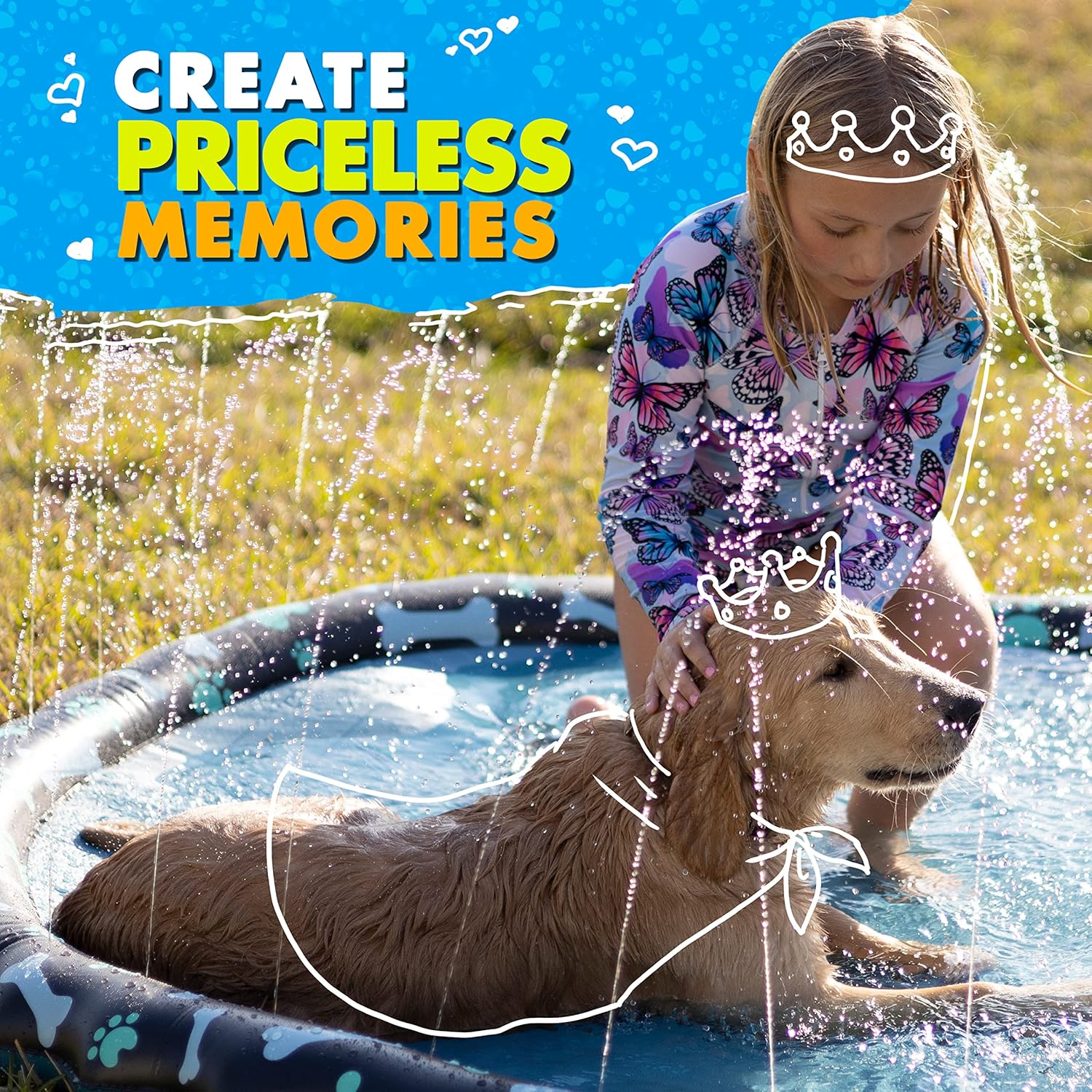 Splash Sprinkler Mat – Outdoor Water Play Pad for Kids & Dogs Summer Fun