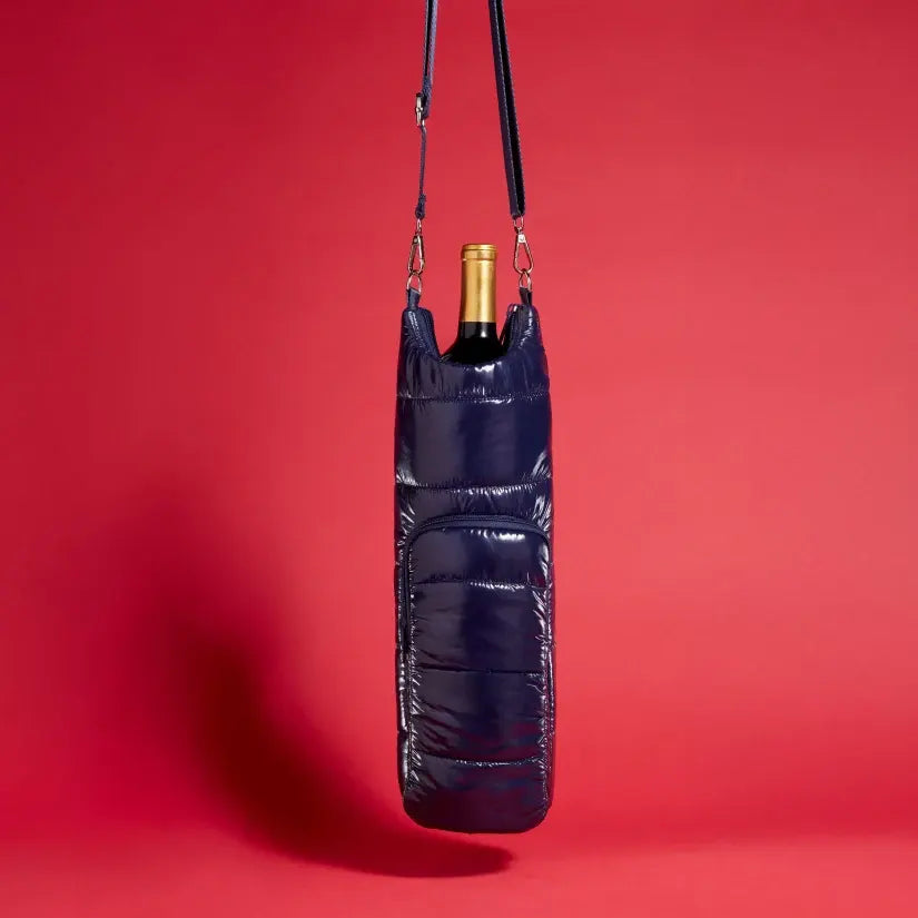 Wine Enthusiast Crossbody Insulated Puffer Wine Carrier