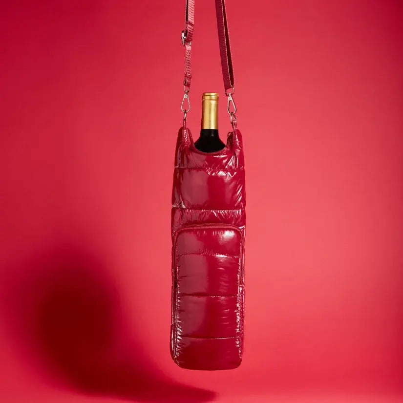 Wine Enthusiast Crossbody Insulated Puffer Wine Carrier