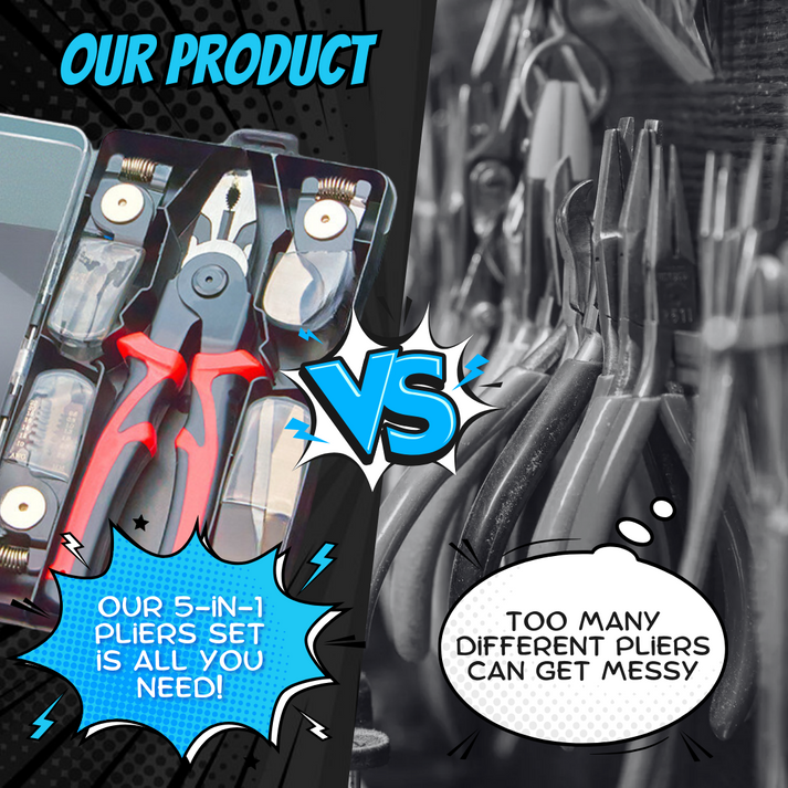 5-in-1 Interchangeable Head Pliers Set – One Tool, Endless Possibilities