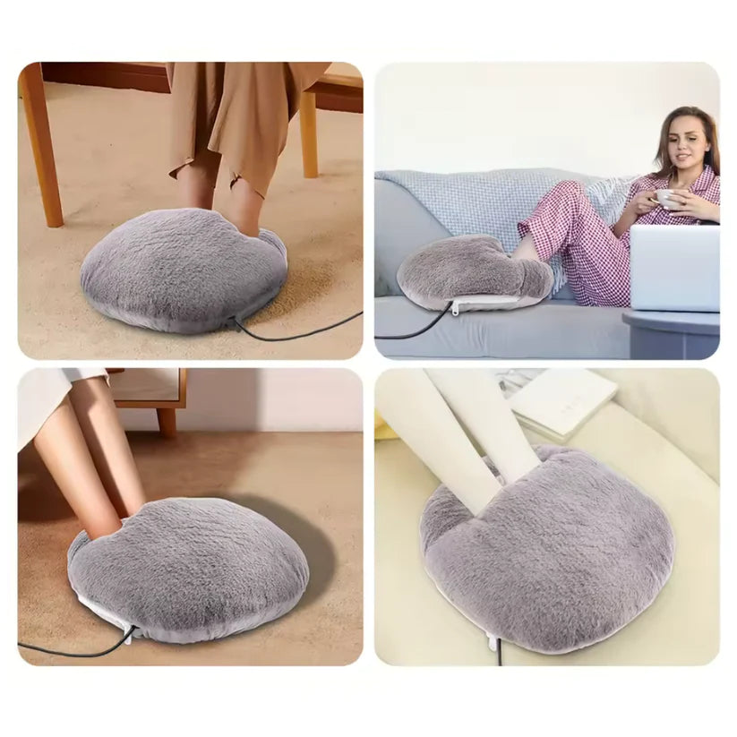 Electric foot warmer - with a plush outer layer covering the entire foot