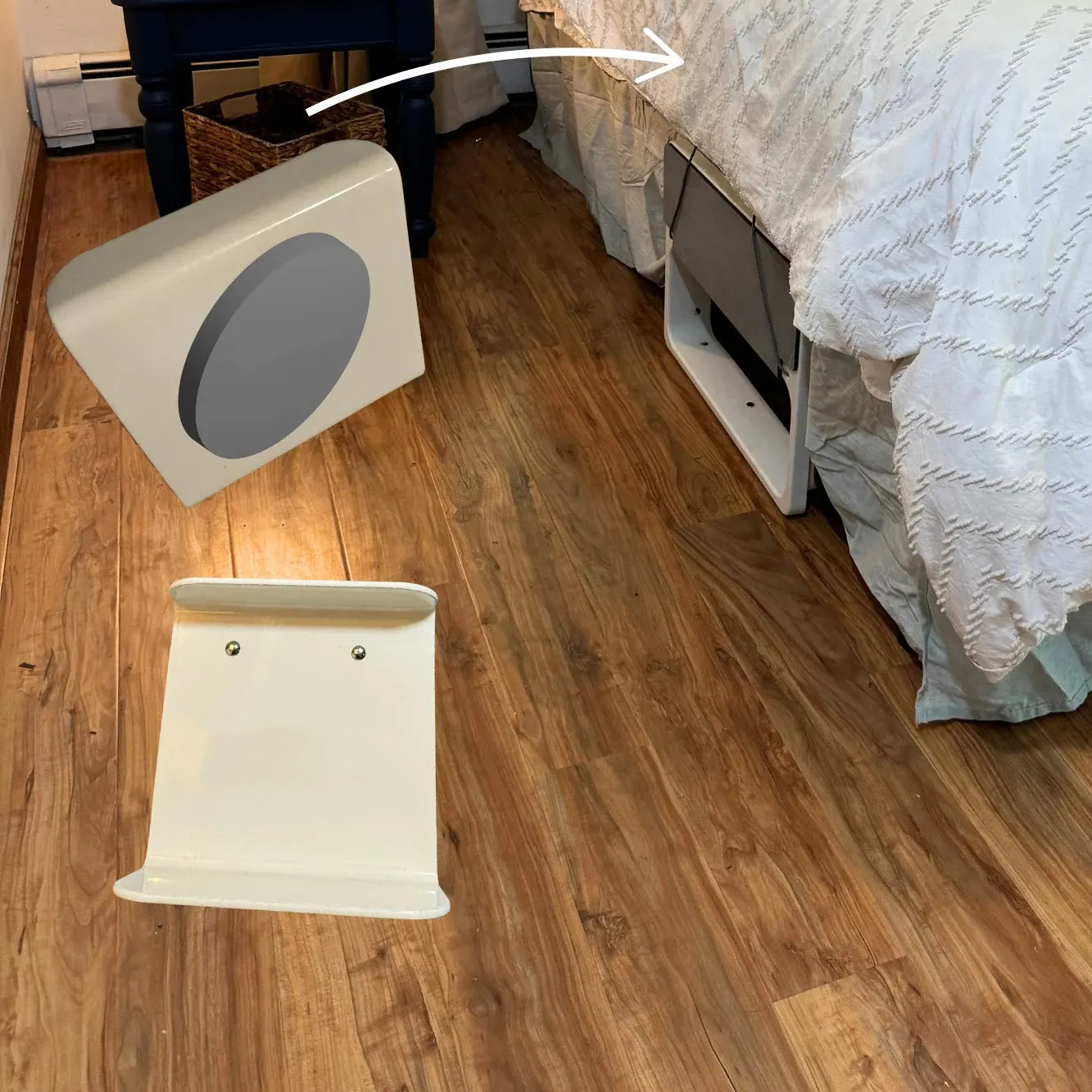 No-Bend Handle Laundry Hamper – Kick-Activated Under-Bed Hamper with Magnetic No-Bend Retrieval System